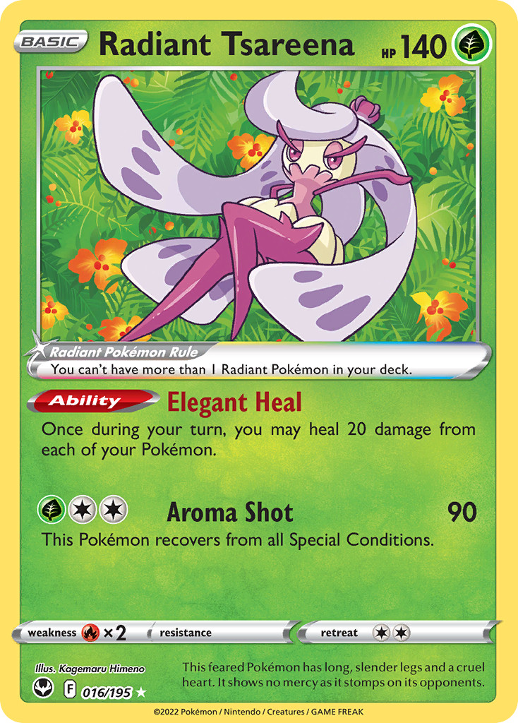 Radiant Tsareena 016/195 Radiant Rare Silver Tempest Pokemon Near Mint