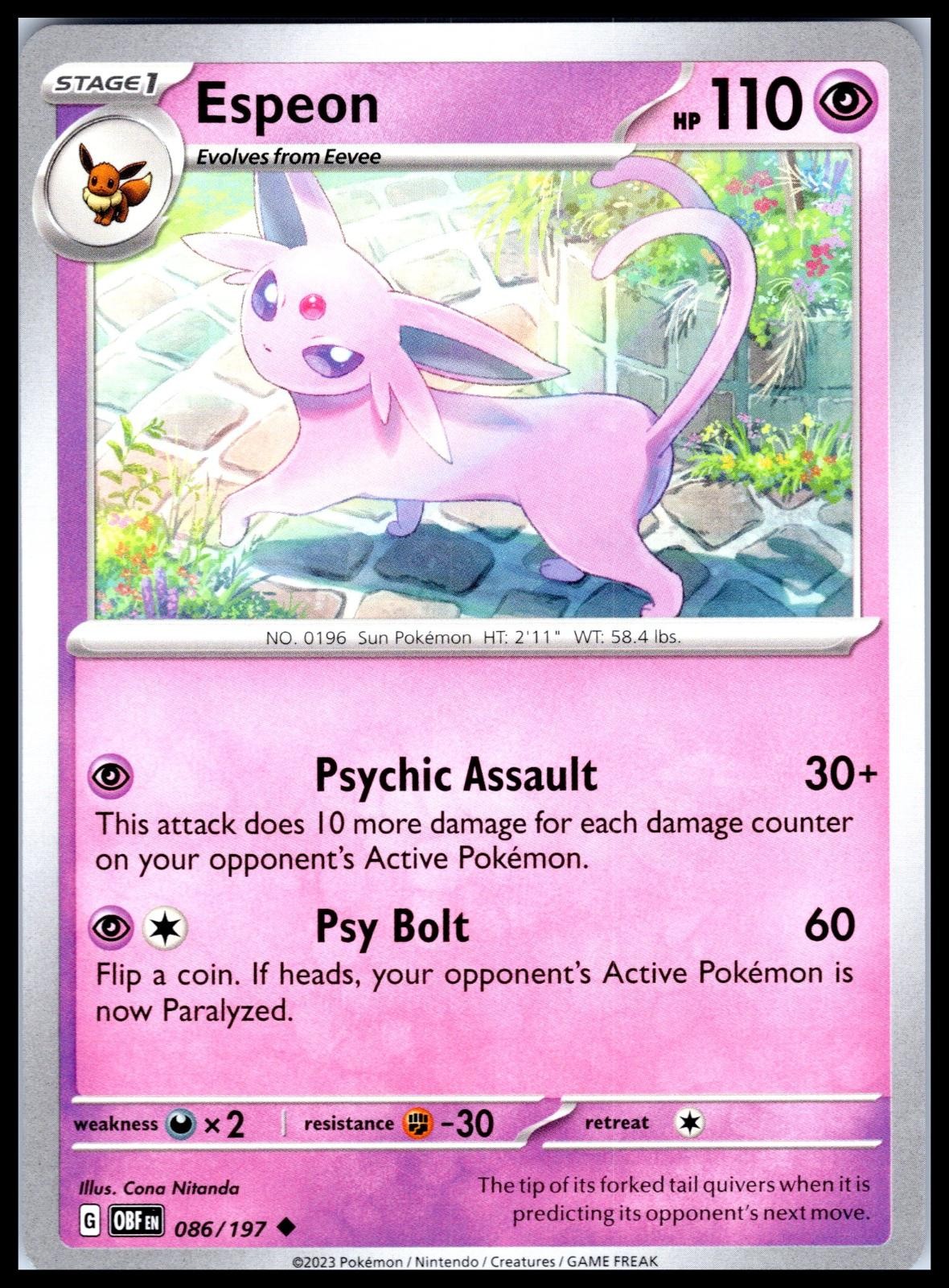 ESPEON – Pokemon – Cona Nitanda 086/197 OBF Obsidian Flames – NM/M