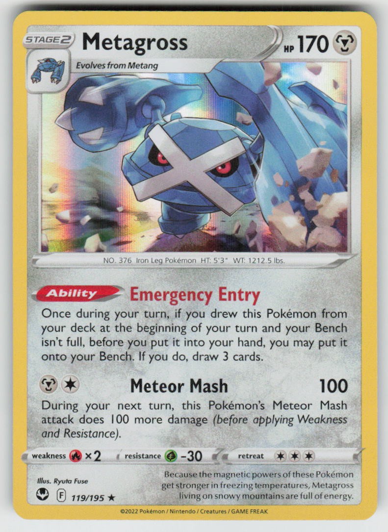 Holo Metagross 119/195 Rare Silver Tempest Near Mint