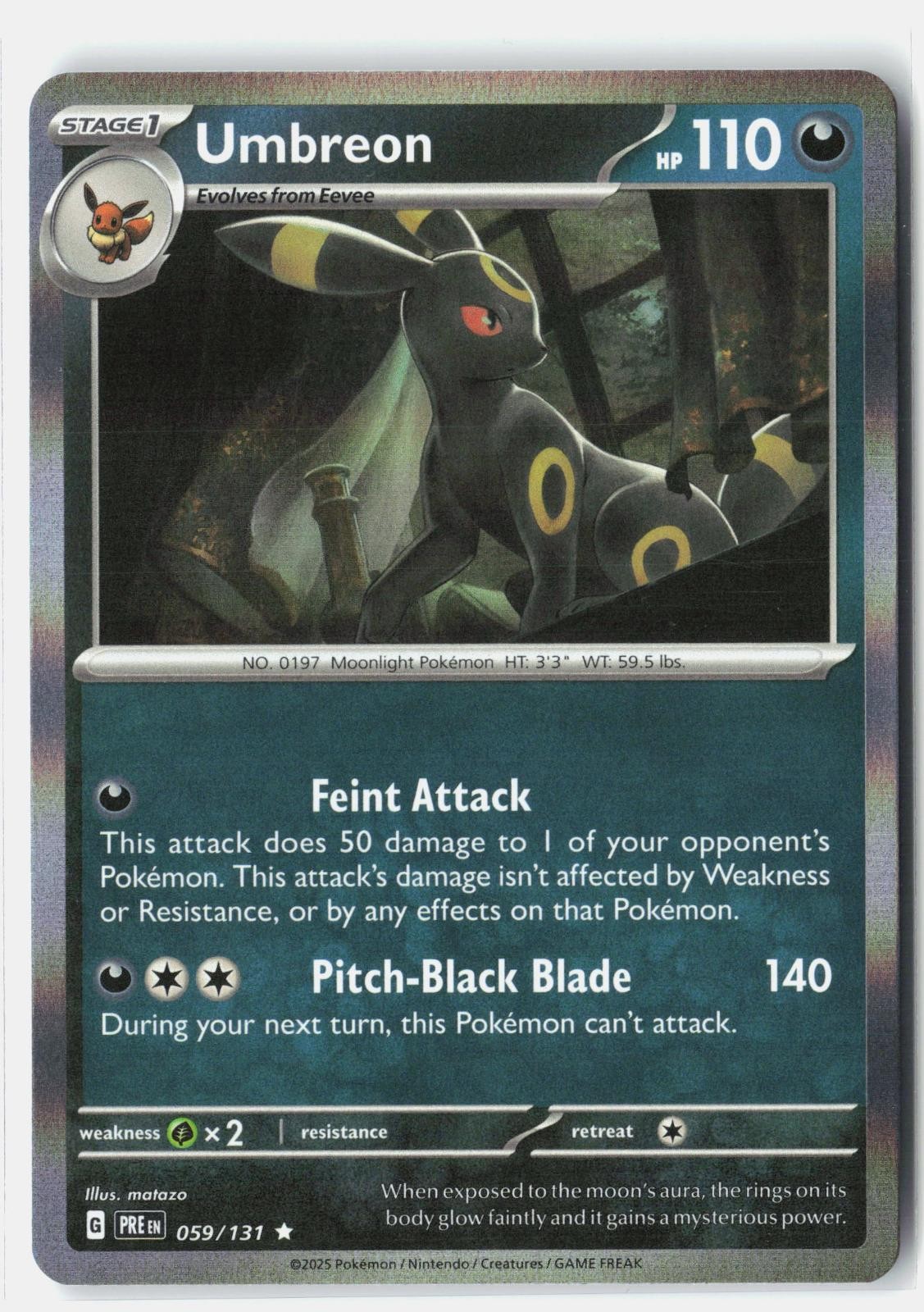 Umbreon 059/131 HOLO Rare Prismatic Evolutions Pokemon Holo Near Mint matazo