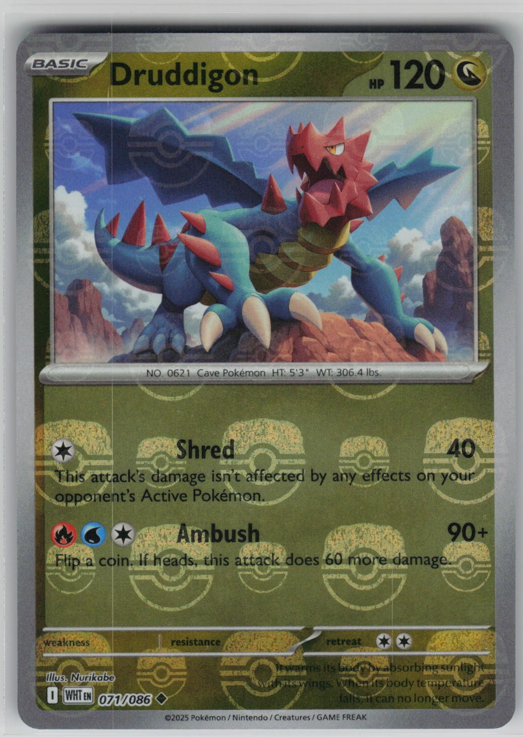 Druddigon (Master Ball Pattern) 071/086 Uncommon Holo SV: White Flare Nurikabe