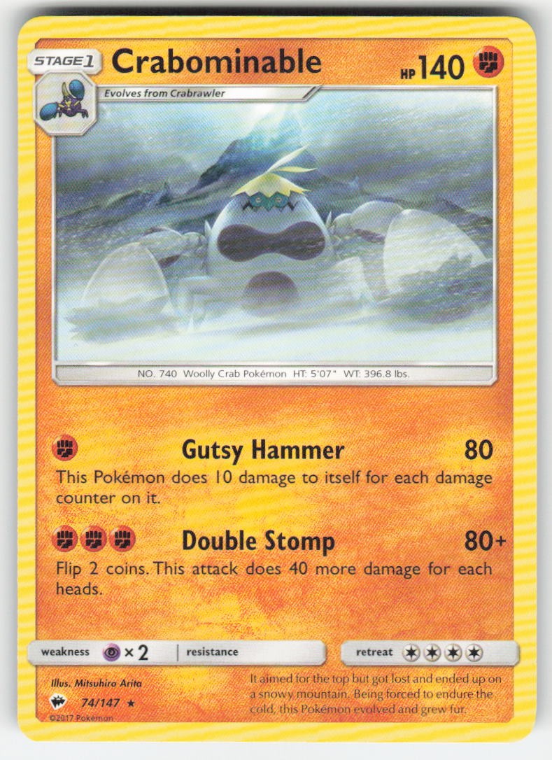 Pokemon TCG SM Burning Shadows Crabominable #74/147