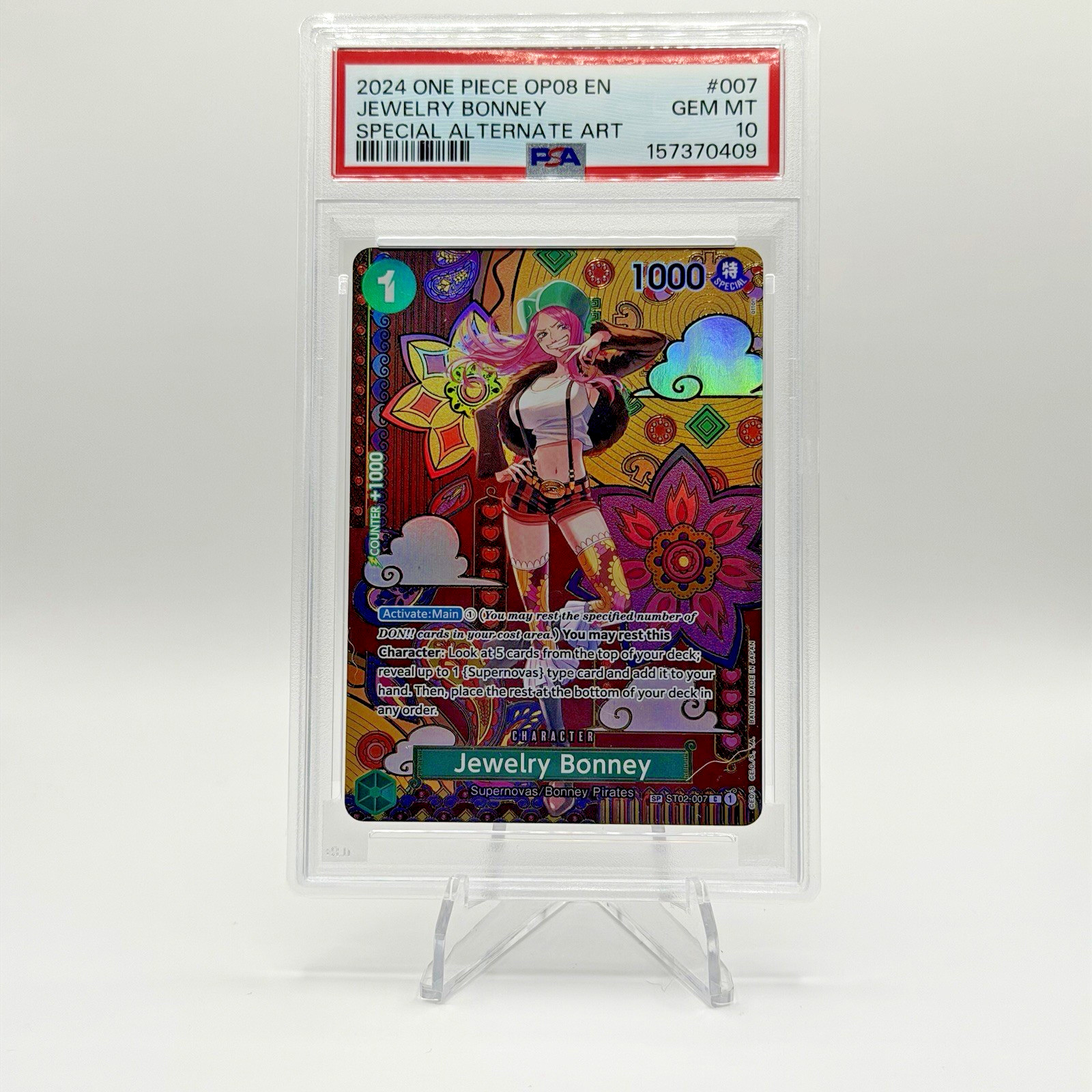 PSA 10 Jewelry Bonney SP Special Alt Art OP08 ST02-007 2024 One Piece EN GEM MT
