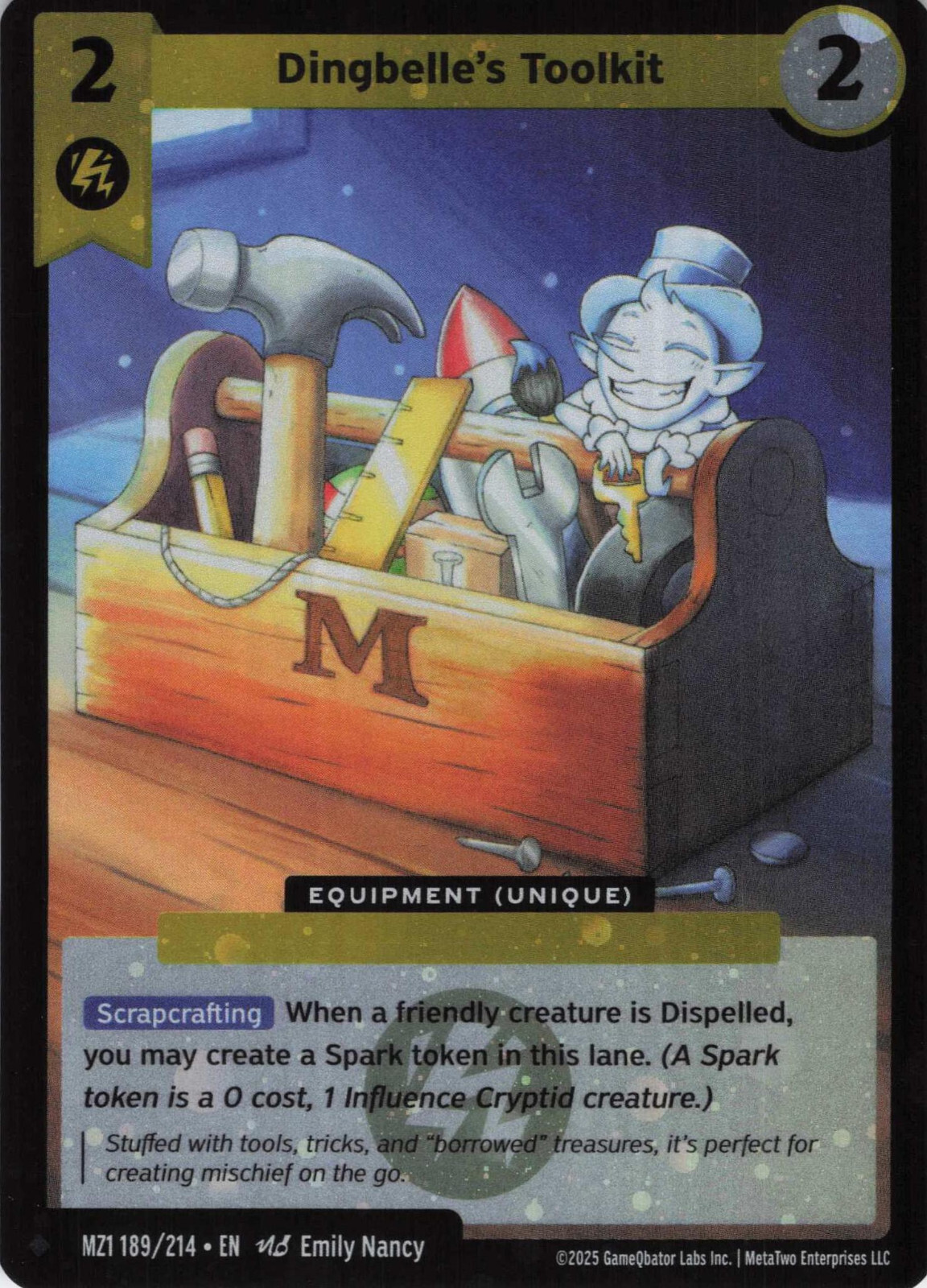 Dingbelle’s Toolkit Reverse Holofoil Metazoo 2025 MZ1 189/214 Uncommon