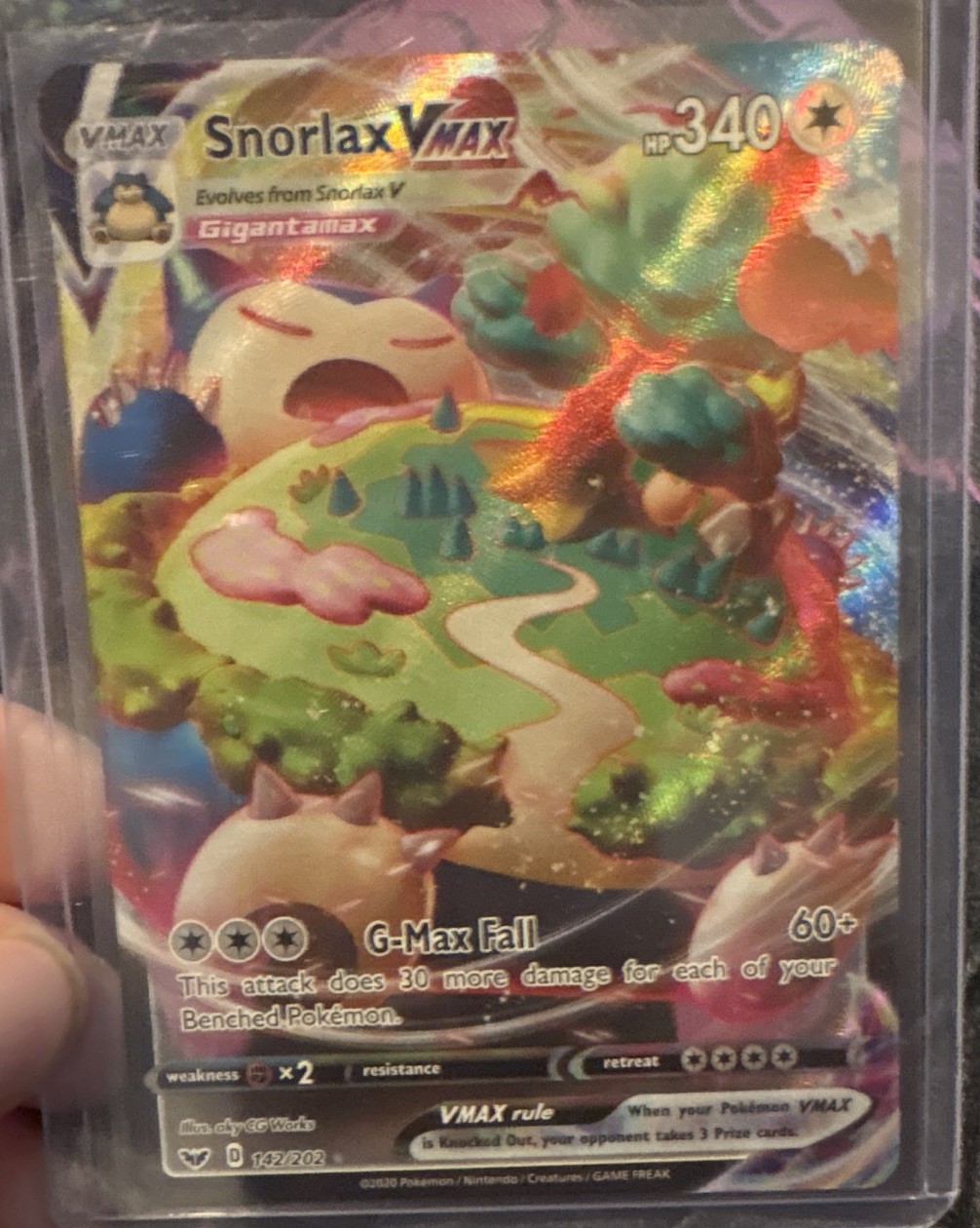 Pokémon TCG Snorlax VMAX Sword & Shield Base Set 142/202