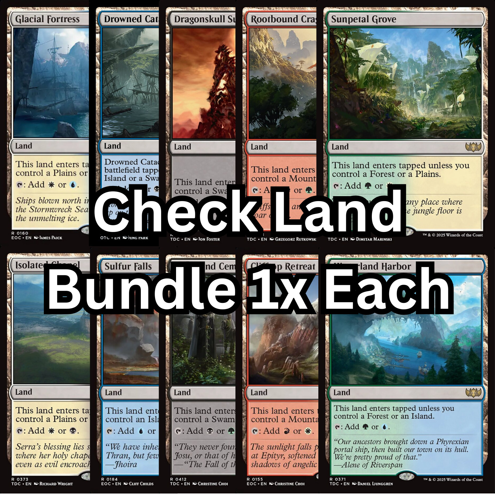 Full SET of Check Lands – MTG Dual Land 2 Color – 1 of Each Commander EDH NM
