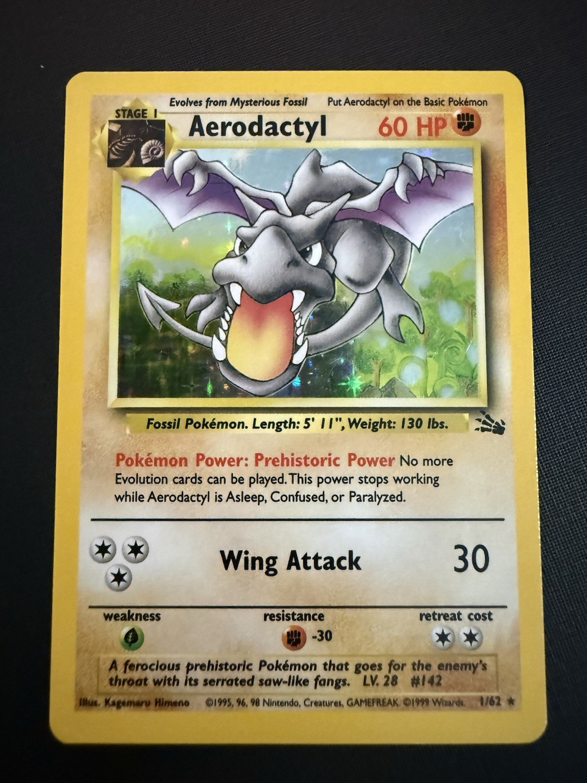 Pokémon Vintage Fossil Aerodactyl Holo 1/62 NM