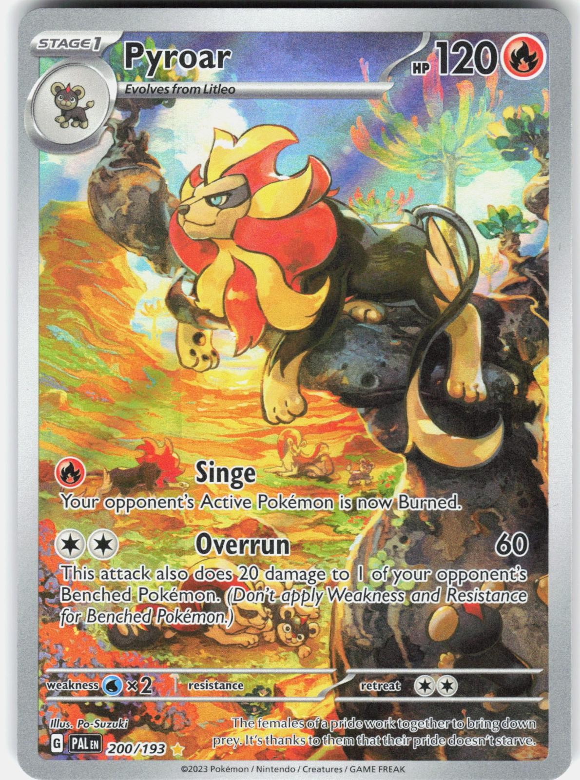 Pokemon Pyroar 200/193 Illustration Rare Paldea Evolved Pokemon Holo Near Mint