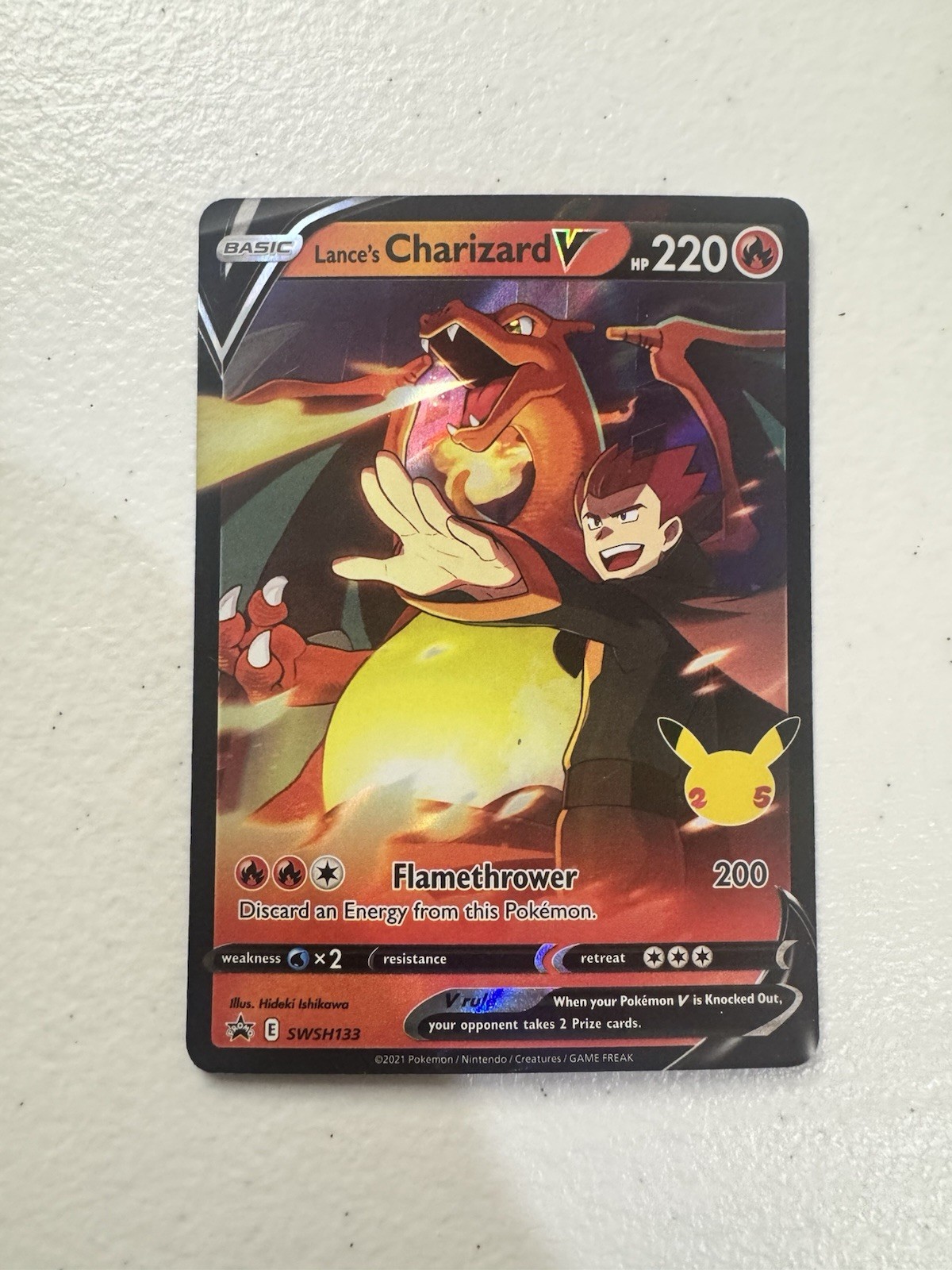 Pokemon Celebrations 25th Anniversary Lance’s Charizard V SWSH133 Promo Card