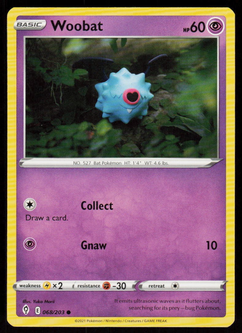 Woobat 068/203 Common Evolving Skies Pokemon Near Mint