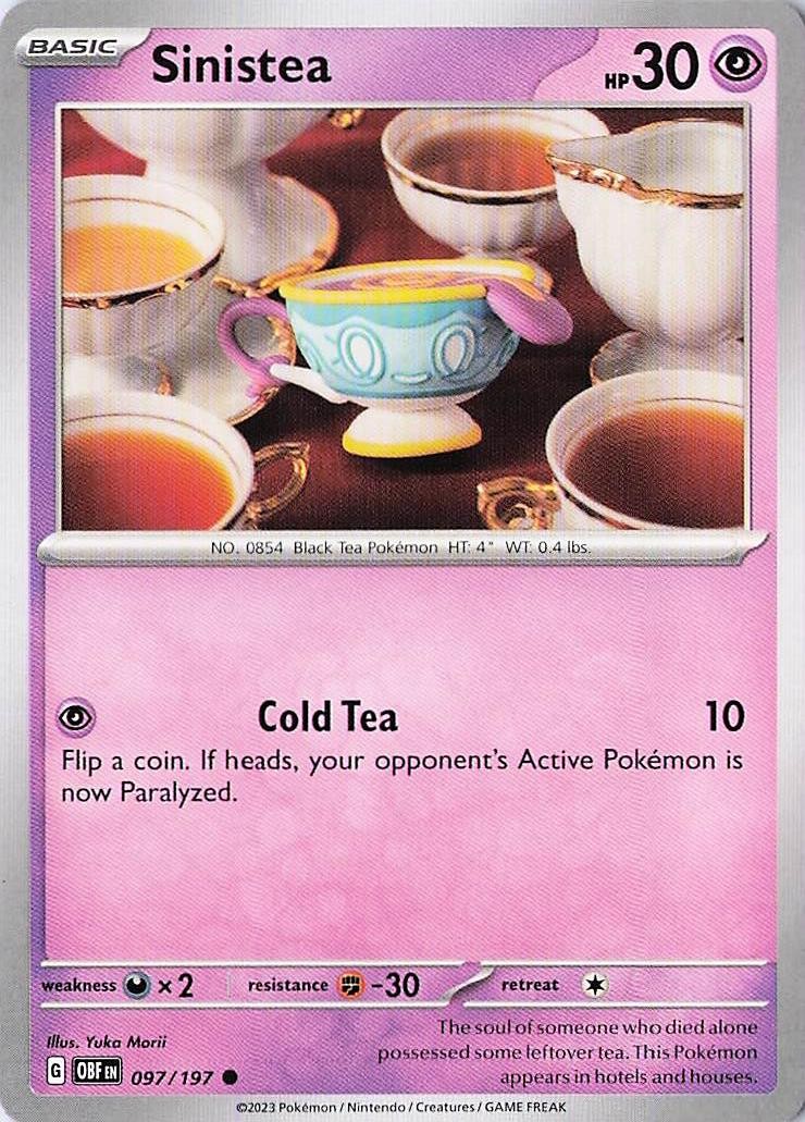 Sinistea – (Artist Yuka Morii) 097/197 Common 2023 Obsidian Flames Pokemon NM
