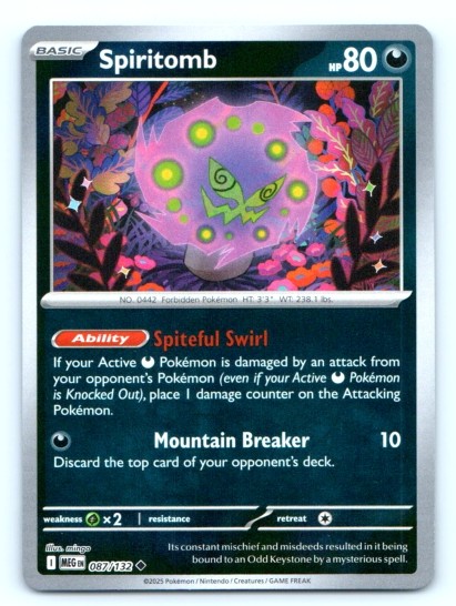 Spiritomb 087/132 ~ Uncommon Reverse Holo English Near Mint