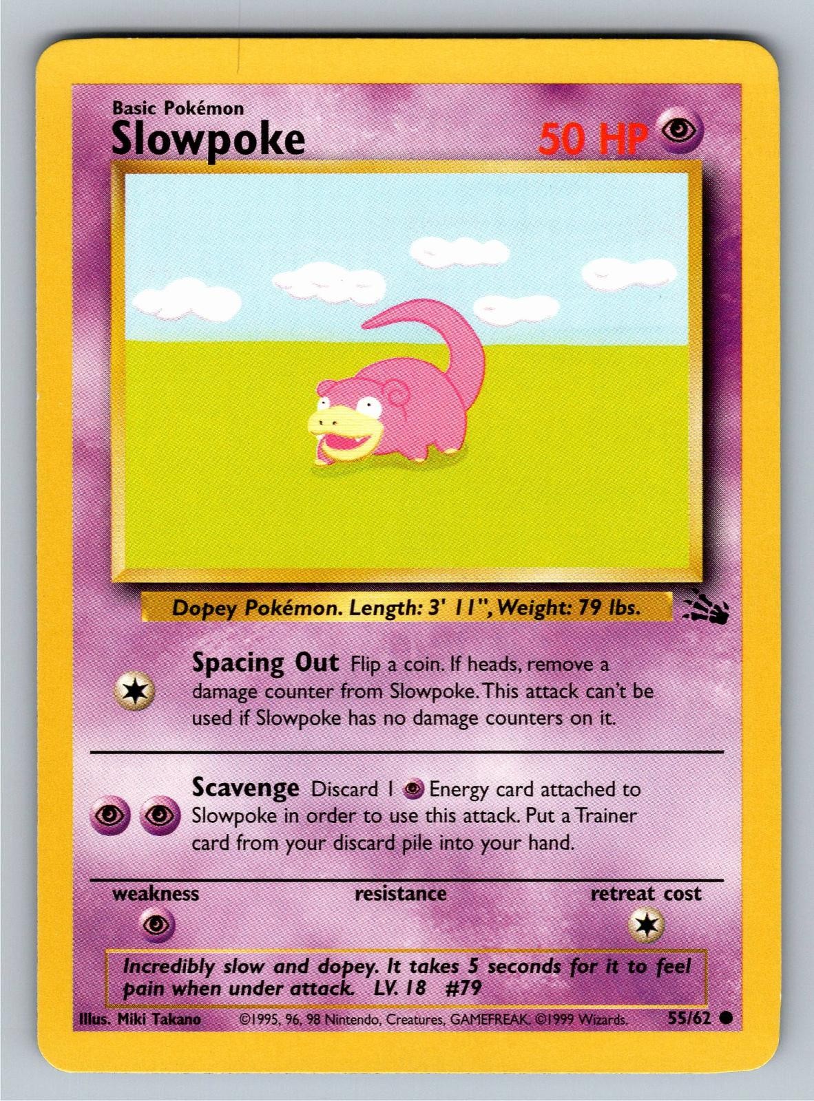 Slowpoke 55/62 Common Fossil Pokemon Unlimited Lightly Played