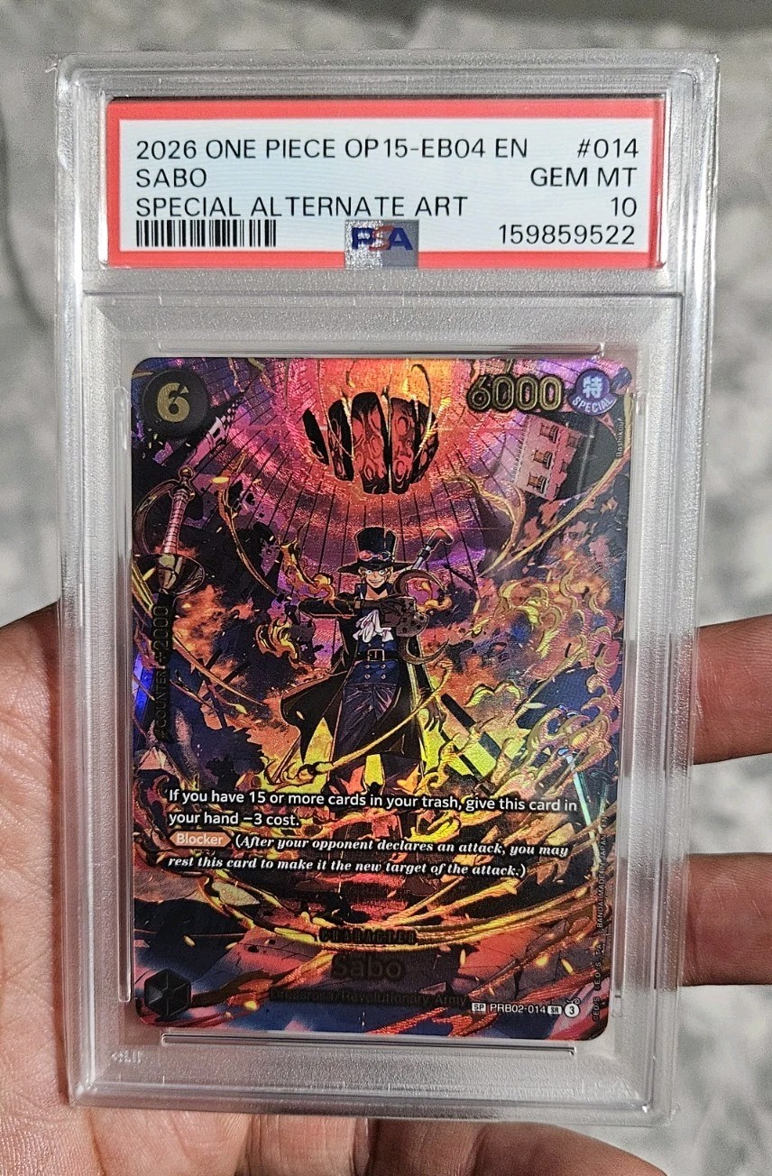 Bandai One Piece Card Game Sabo OP15 PRB02-014 SP Special Alt Art Holo PSA 10
