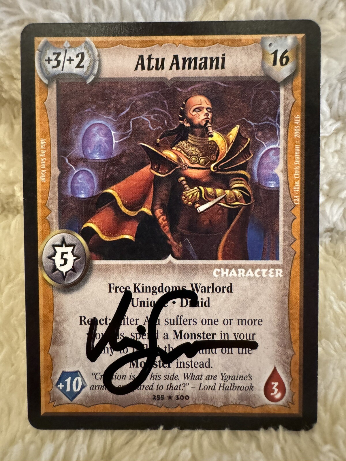 ☀️Warlord CCG – Artist Signed – Chris Seaman – WARLORD Atu Amani – Rare