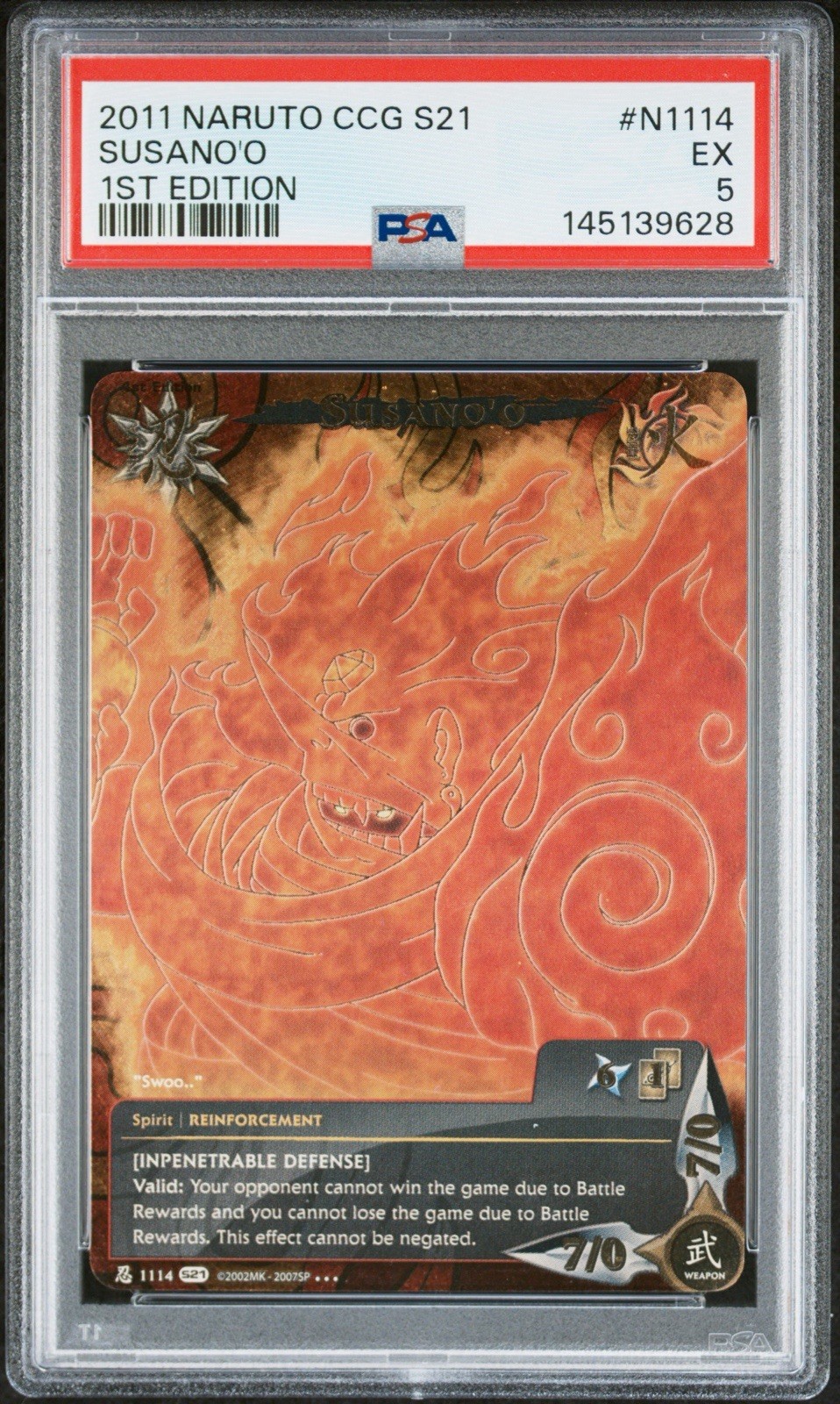Bandai 2011 Naruto CCG S21 Susano’o 1st Edition #N1114 PSA 5 POP 5
