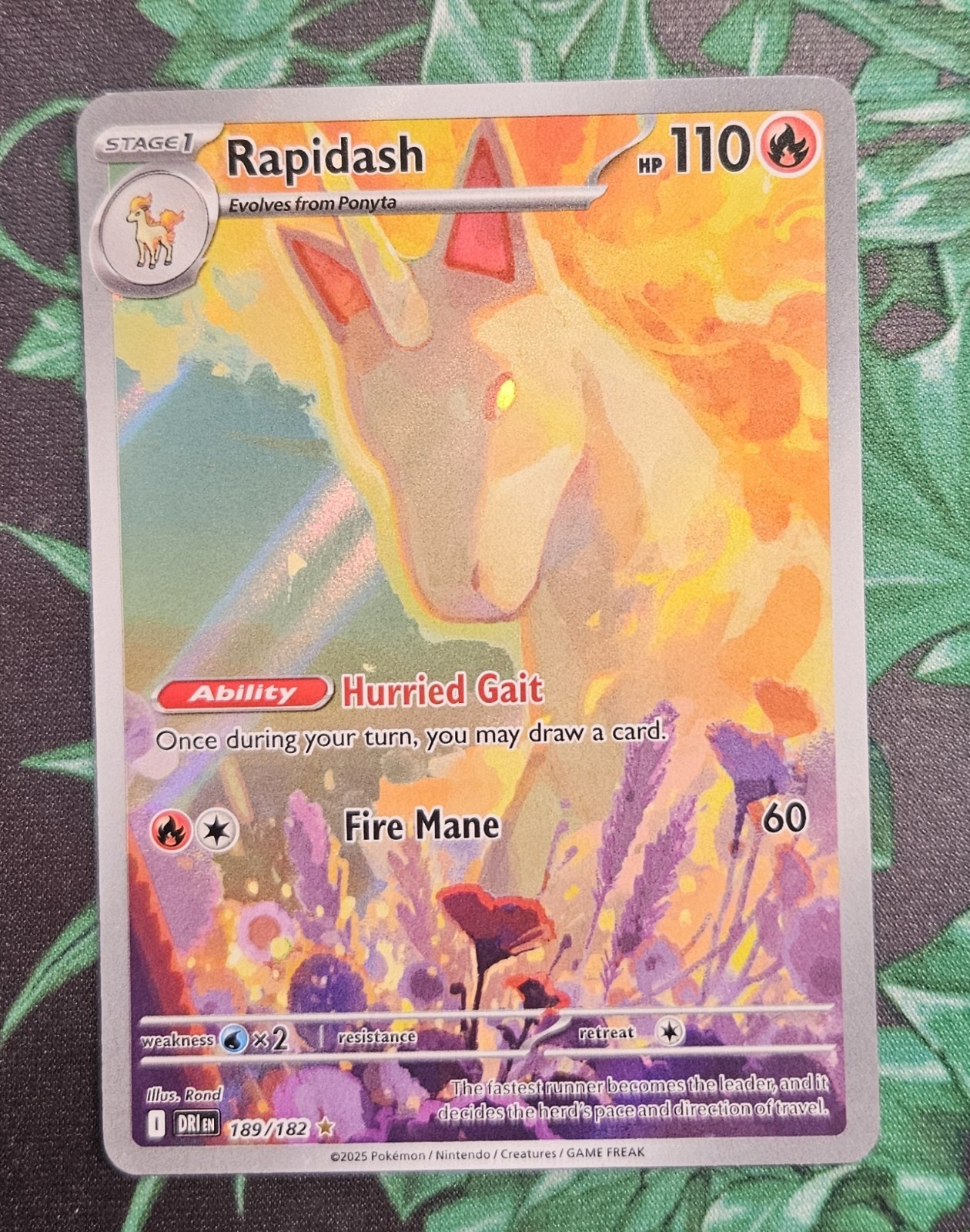 Pokemon TCG Rapidash 189/182 Illustration IR Destined Rivals Near Mint Condition