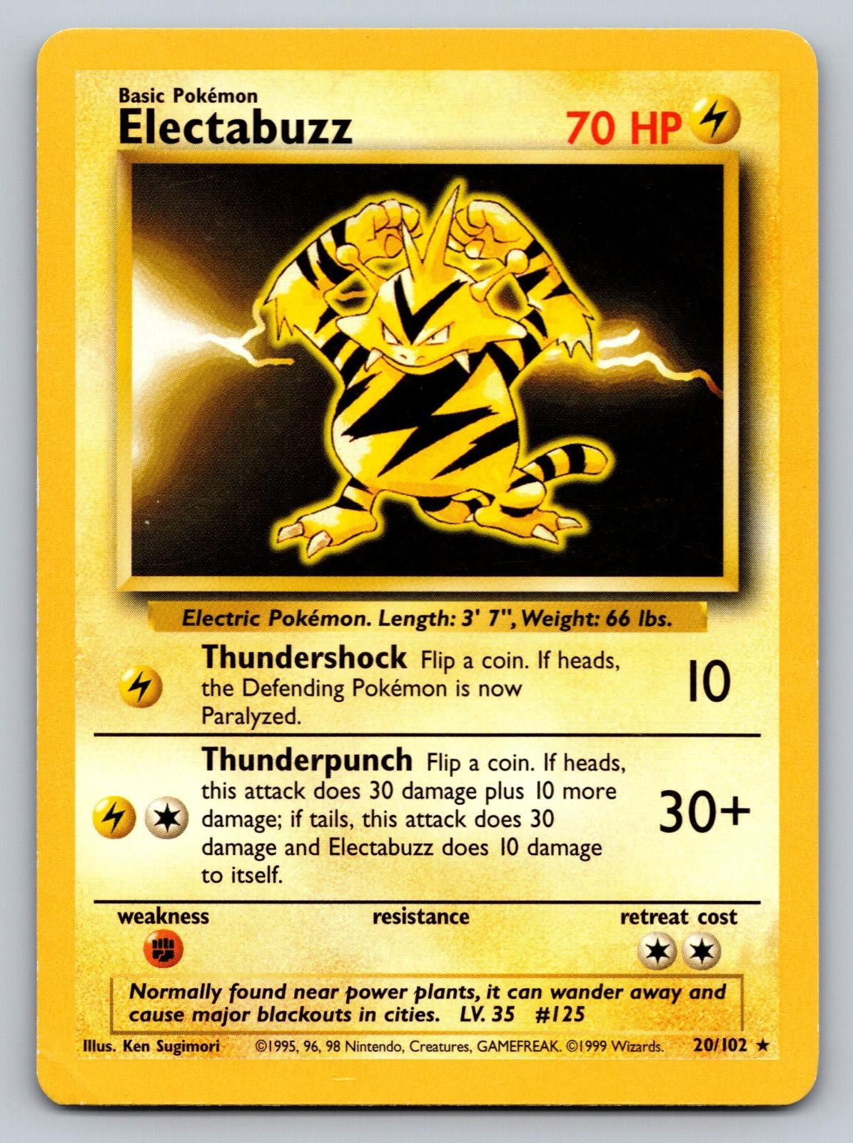 Electabuzz 20/102 Rare Base Set Unlimited Pokemon Lightly Played