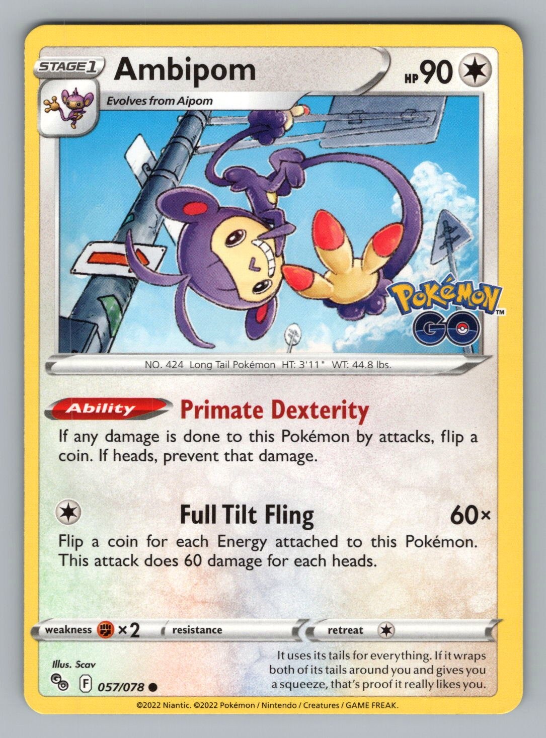 AMBIPOM 057 C POKEMON NM PGO SCAV!