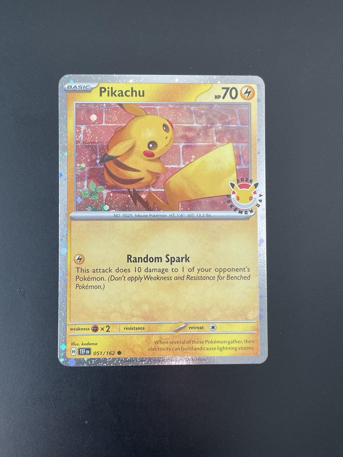 Pokémon 30th Anniversary Day Stamped Holo Pikachu Promo Card (near mint)