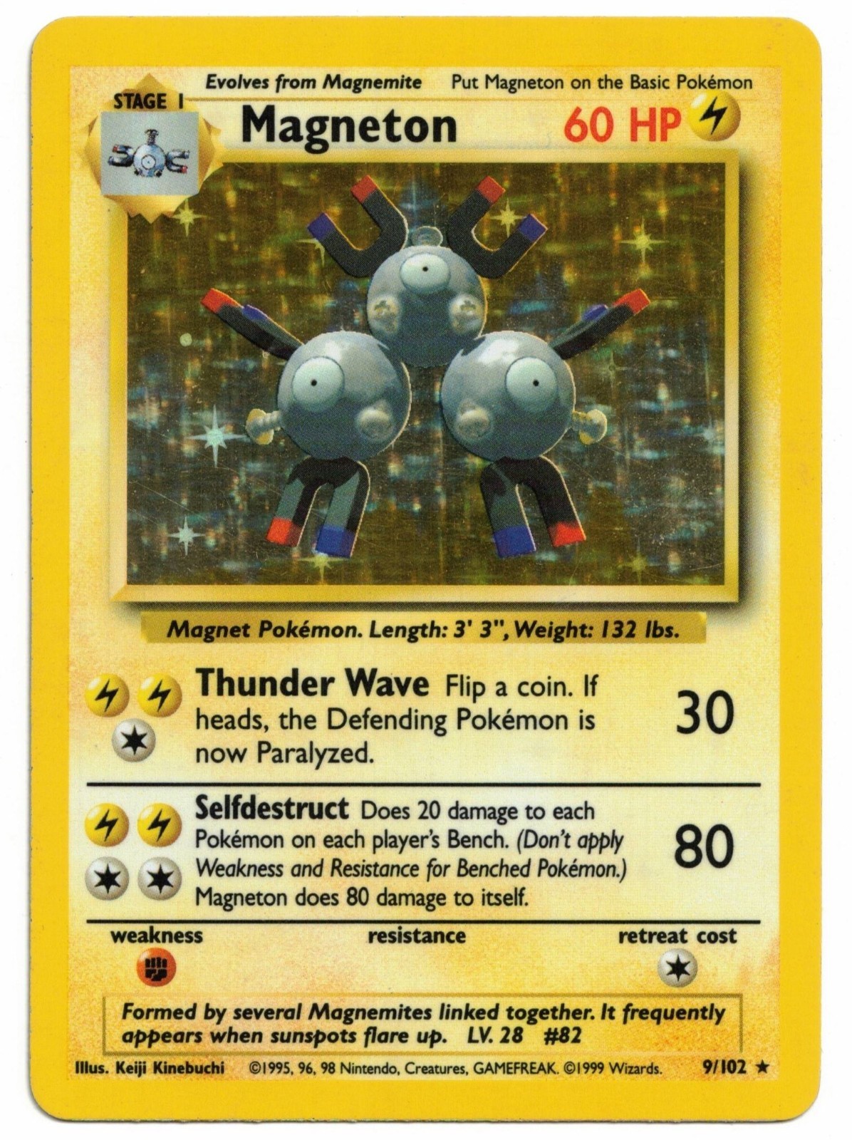 Pokemon Card: Magneton HOLO 9/102 Base Set Rare! EX