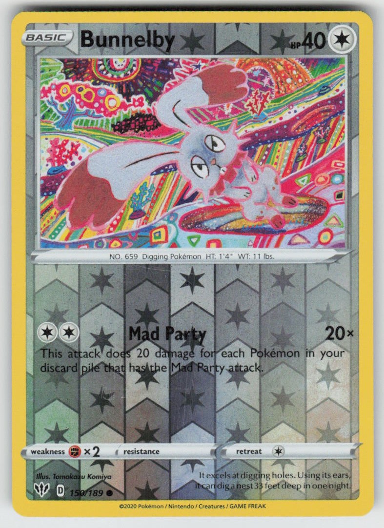 PO-04 Reverse Holo Bunnelby 150/189 Common SWSH03: Darkness Ablaze NM