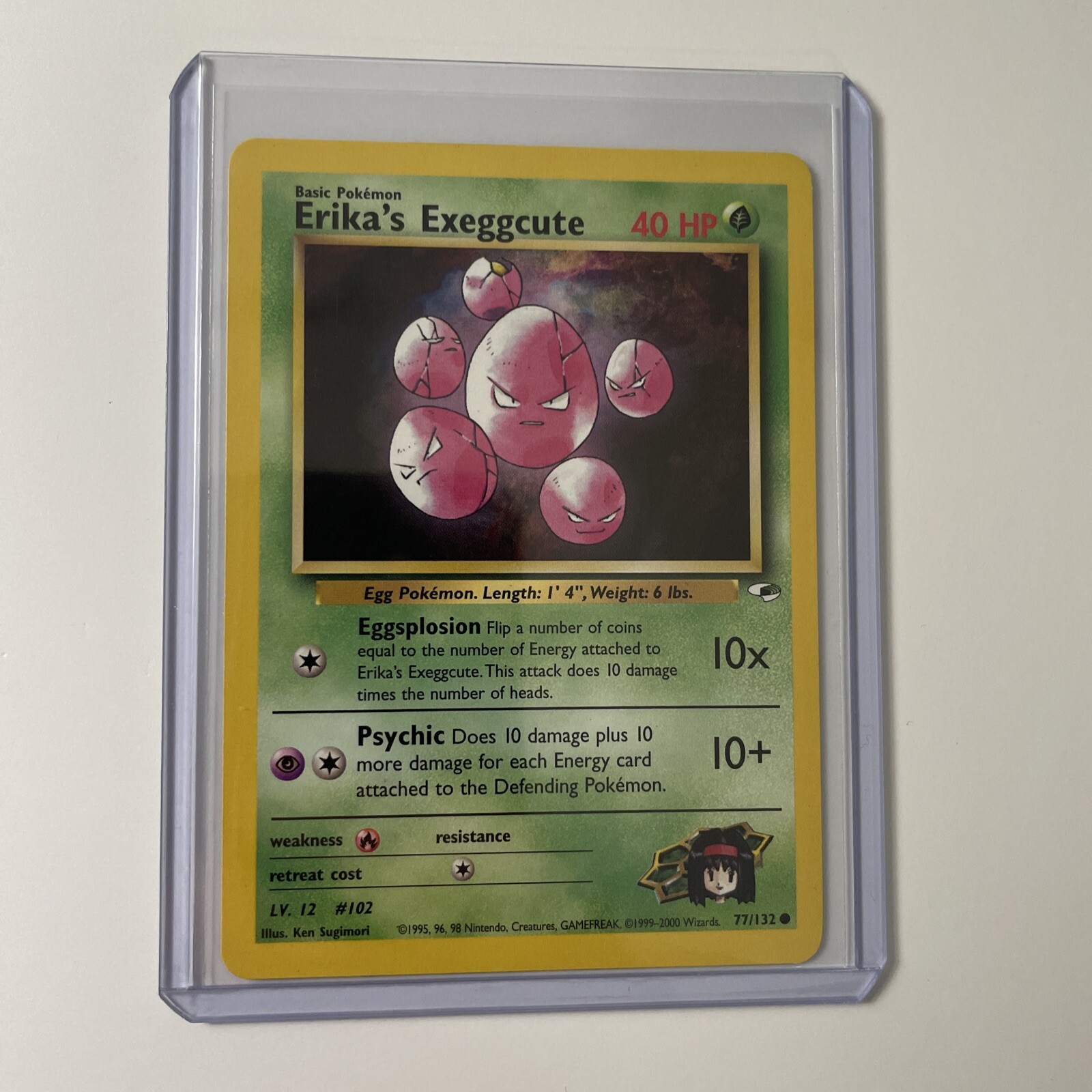 Erika’s Exeggcute 77/132 Common Unlimited Gym Heroes Pokémon Card MP