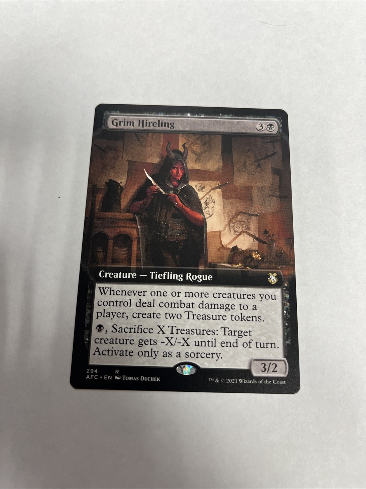 Grim Hireling Extended Art Nonfoil Card #294 MTG LP