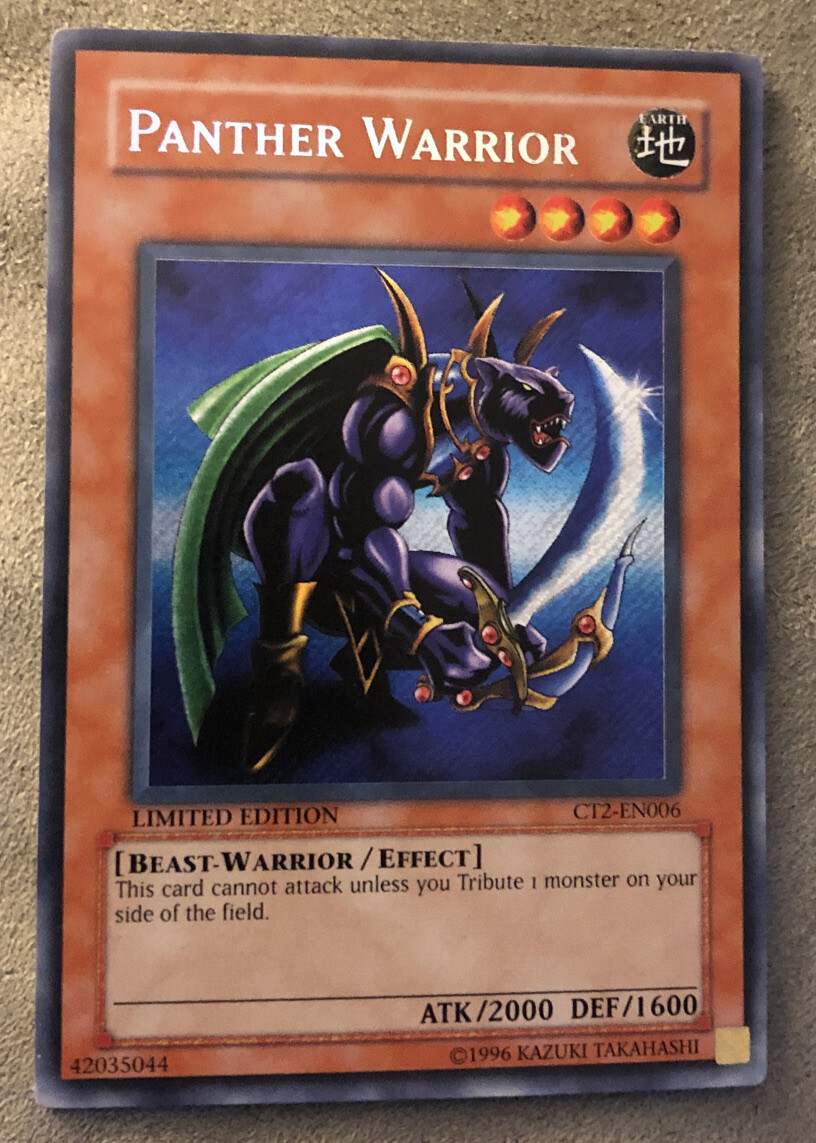 1996 Yu-Gi-Oh! Panther Warrior CT2-EN006 Secret Rare Mid-Grade?