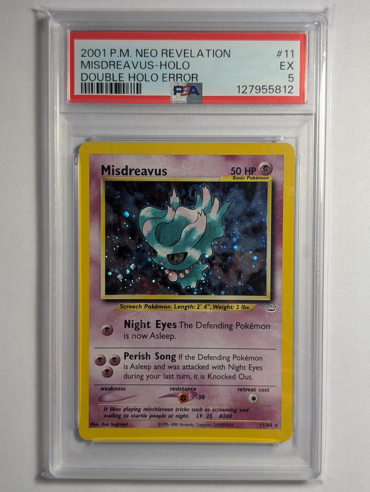 Misdreavus 11/64 – PSA 5 Double Holo Error