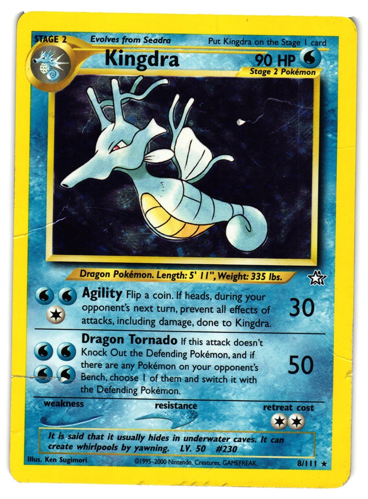 Pokemon TCG Kingdra 8/111 Neo Genesis Holo Rare Unlimited dmg