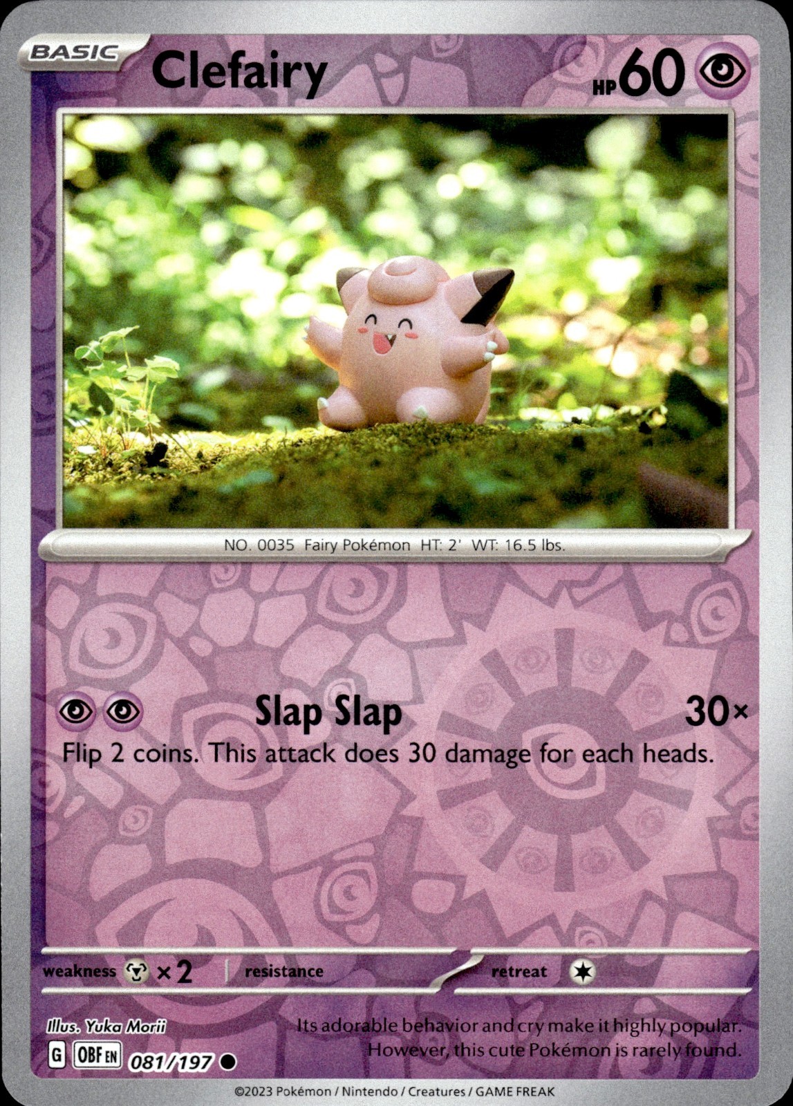 Clefairy 081/197 Reverse Holo Obsidian Flames Yuka Morii Clay Art Pokemon TCG NM