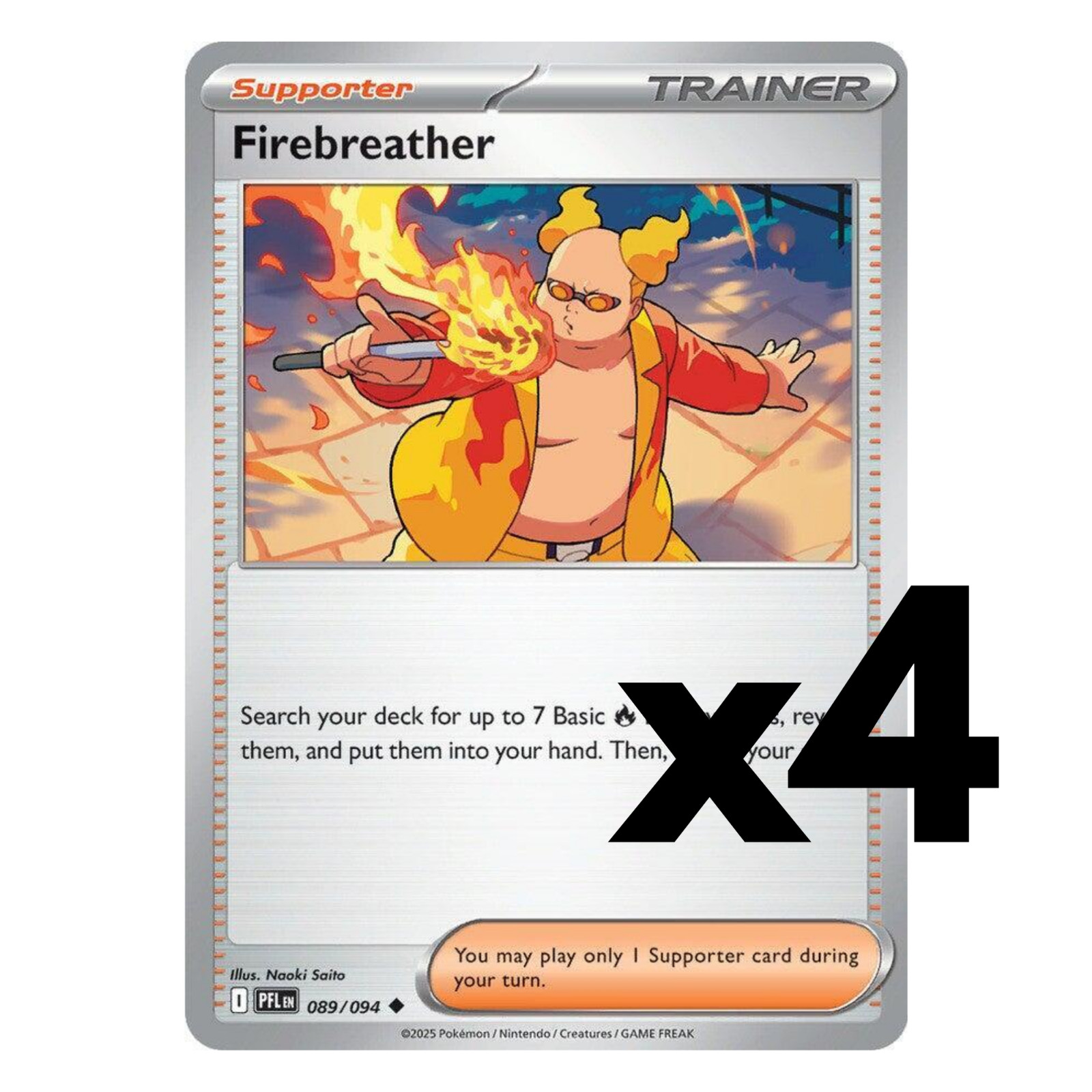 4x Firebreather – 089/094 – ME02: Phantasmal Flames Pokemon Playset x4