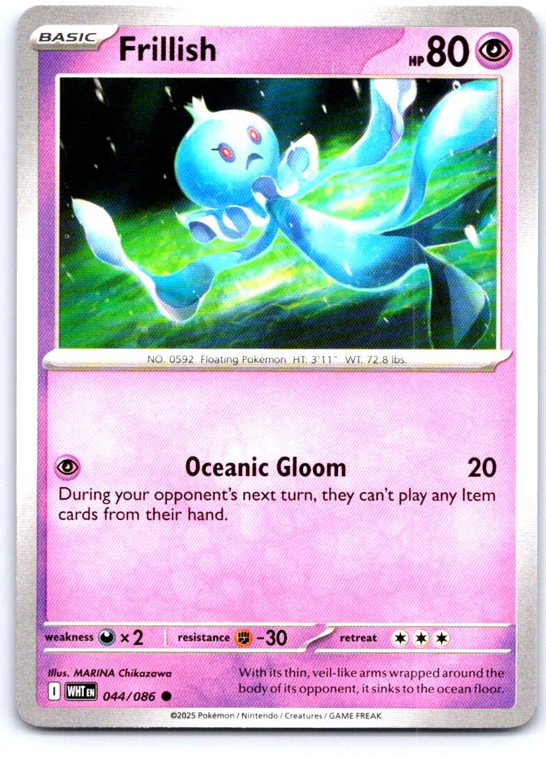 Frillish 044/086 Common White Flare Pokemon Near Mint