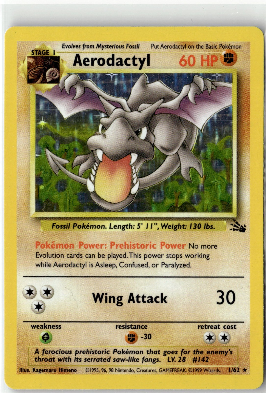 Aerodactyl (1) Holo Rare Fossil 01/62 Unlimited Holo NM