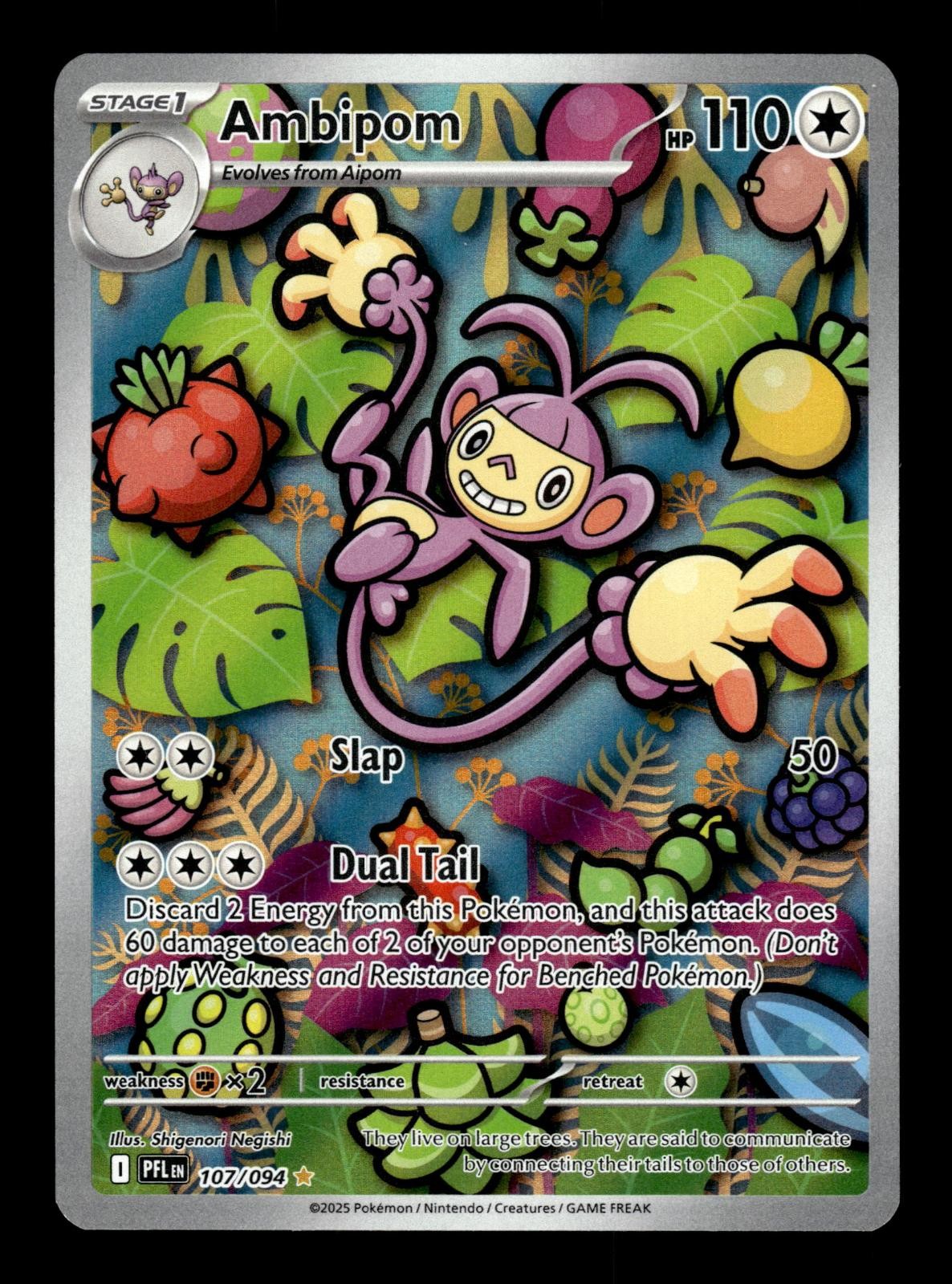 Ambipom 107/094 Illustration Rare Phantasmal Flames Pokemon Holo Near Mint