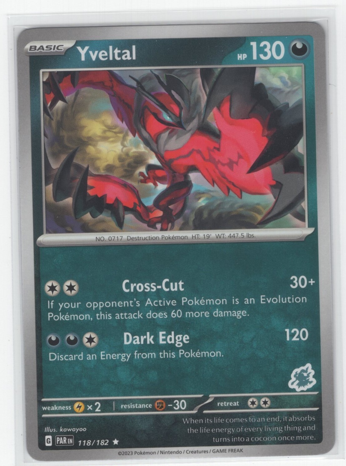 Pokemon Paradox Rift Yveltal 118/182 Darkrai Stamped