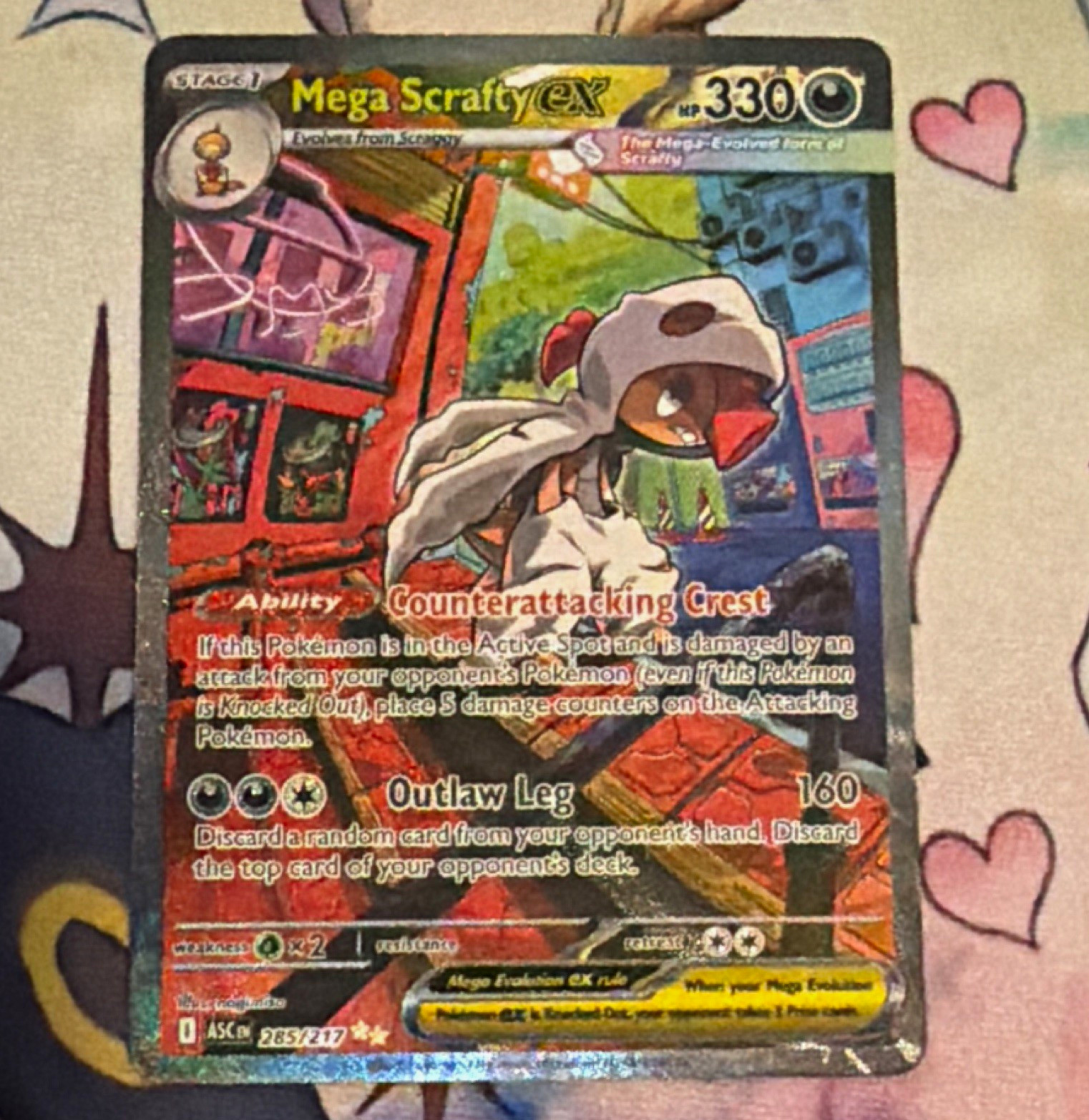 Pokemon TCG Mega Scrafty EX 285/217 ASC Holo Rare English 330 HP