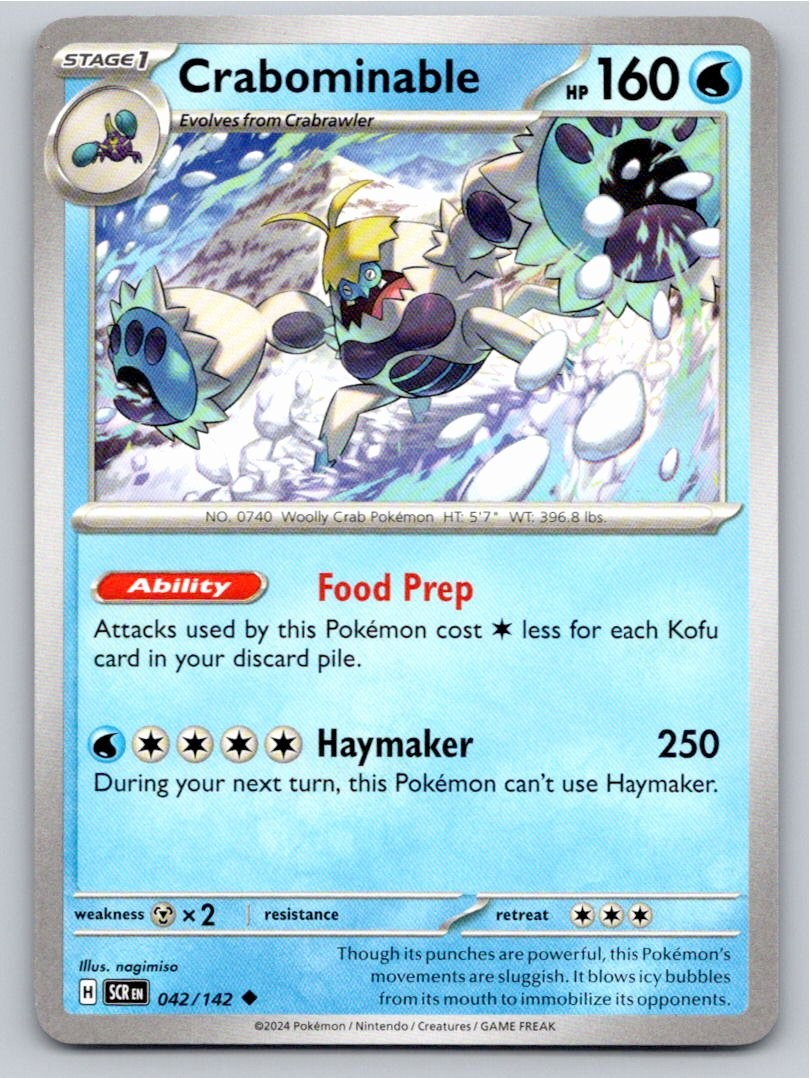 2024 POKEMON CRABOMINABLE STELLAR CROWN 42/142 UNCOMMON NM A13665 FREE S&H