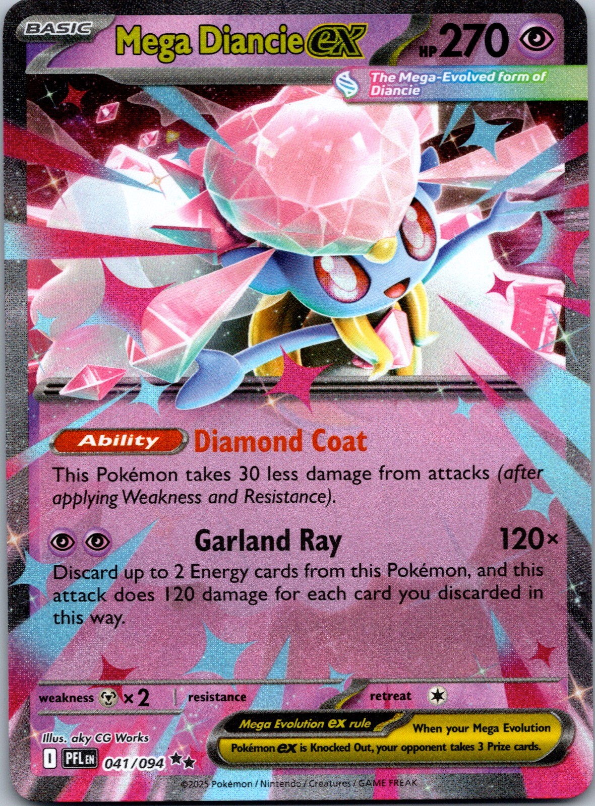 Mega Diancie ex 041/094 Double Rare Phantasmal Flames Pokemon Holo Near Mint