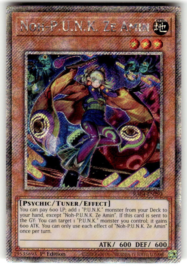 Noh-P.U.N.K. Ze Amin 1st Edition Platinum Secret Rare RA04-EN293 Yu-Gi-Oh!