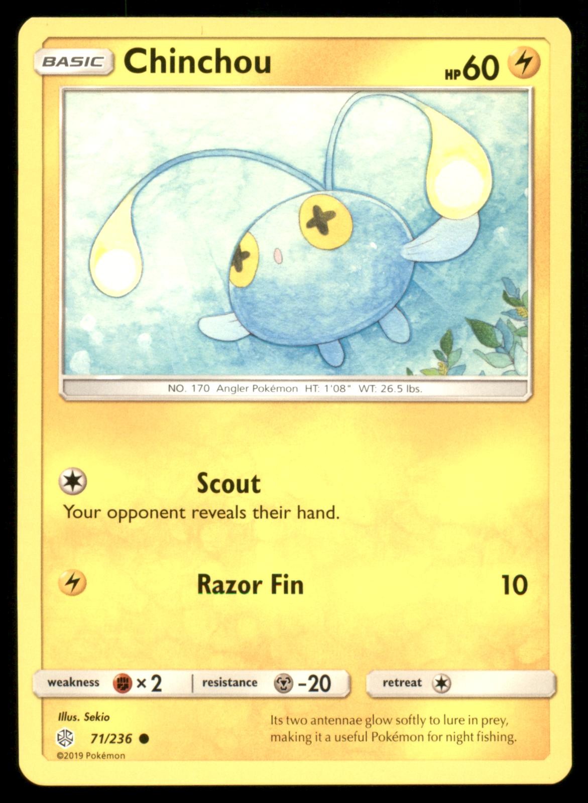 Chinchou 71/236 Common Cosmic Eclipse Pokemon Lightly Played