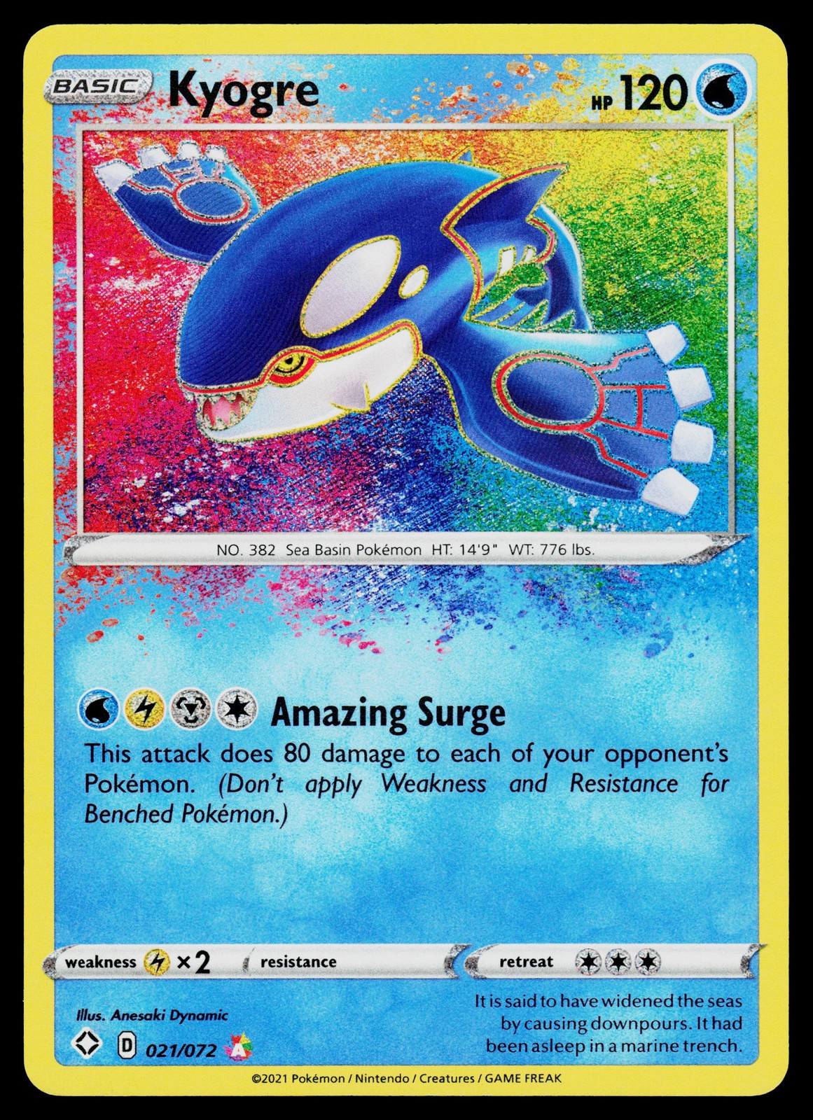 Kyogre 021/072 Shining Fates Amazing Rare