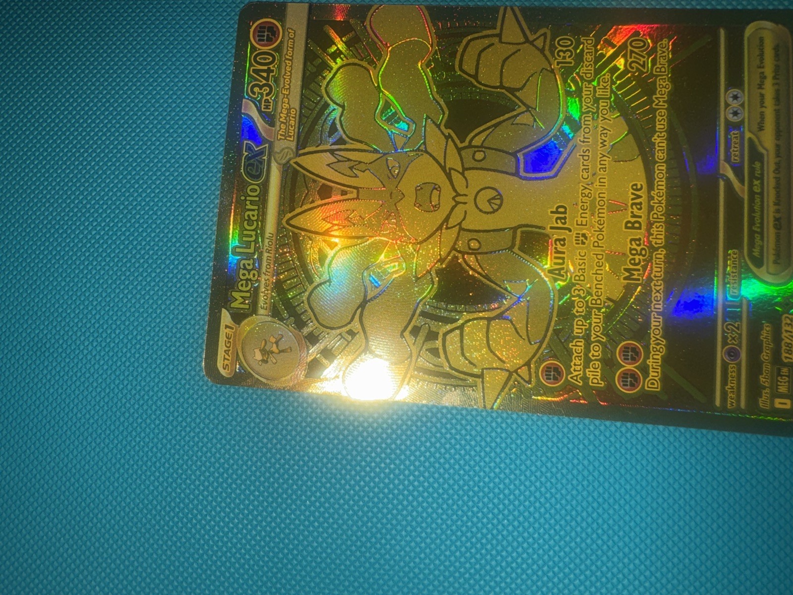 Mega Lucario Ex 188/132 Mega Evolution Gold Hyper Rare Pokemon TCG Card English