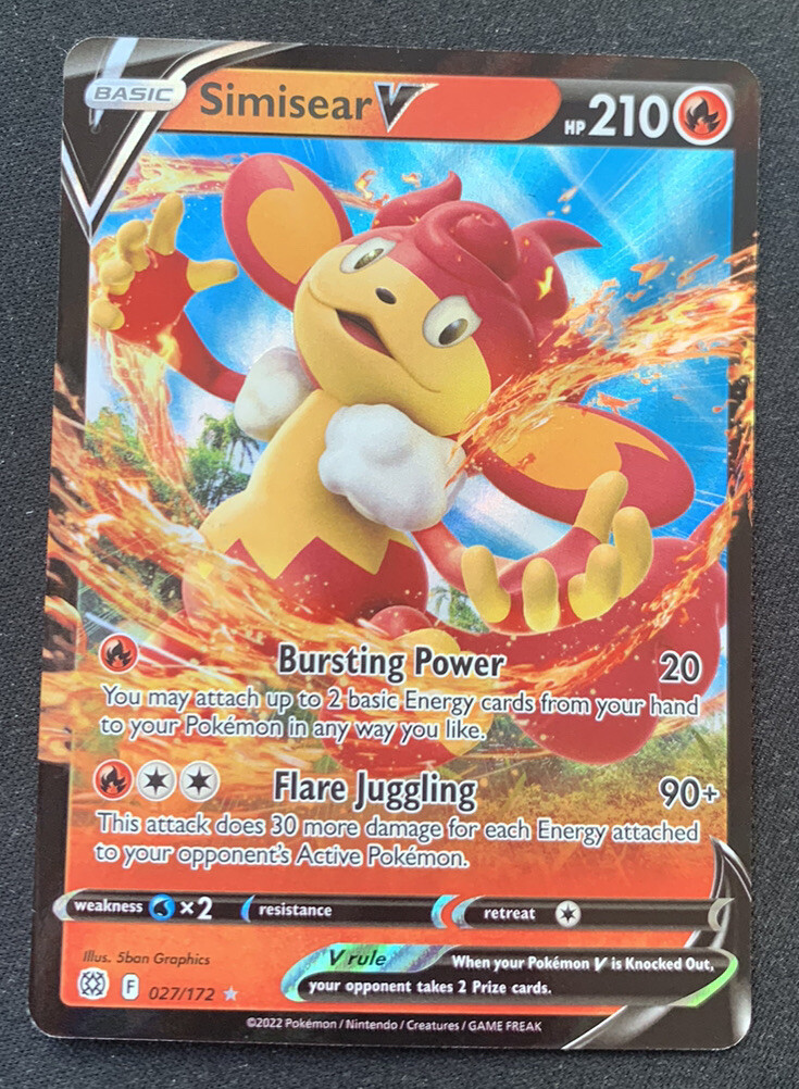 Simisear V 027/172 Brilliant Stars Ultra Rare Holo Pokemon TCG Card NM