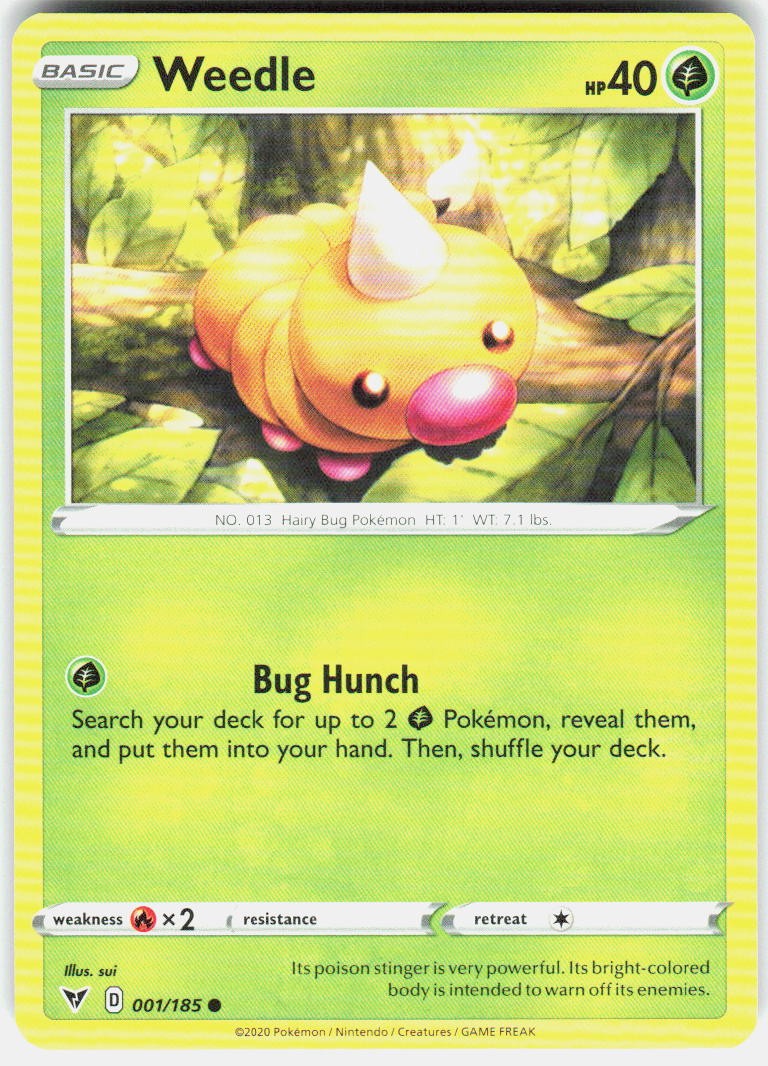 Weedle 001/185 Common Vivid Voltage Pokemon Moderately Played