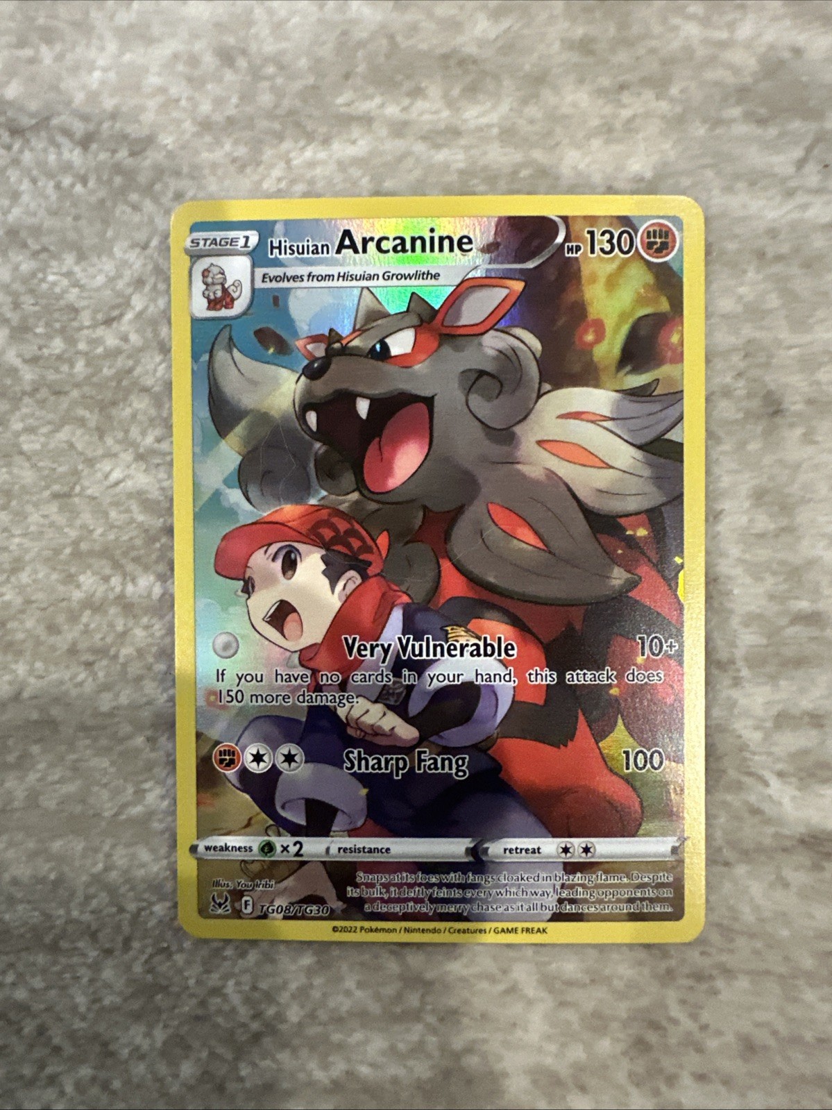 Pokémon Hisuian Arcanine TG08/TG30 Lost Origin