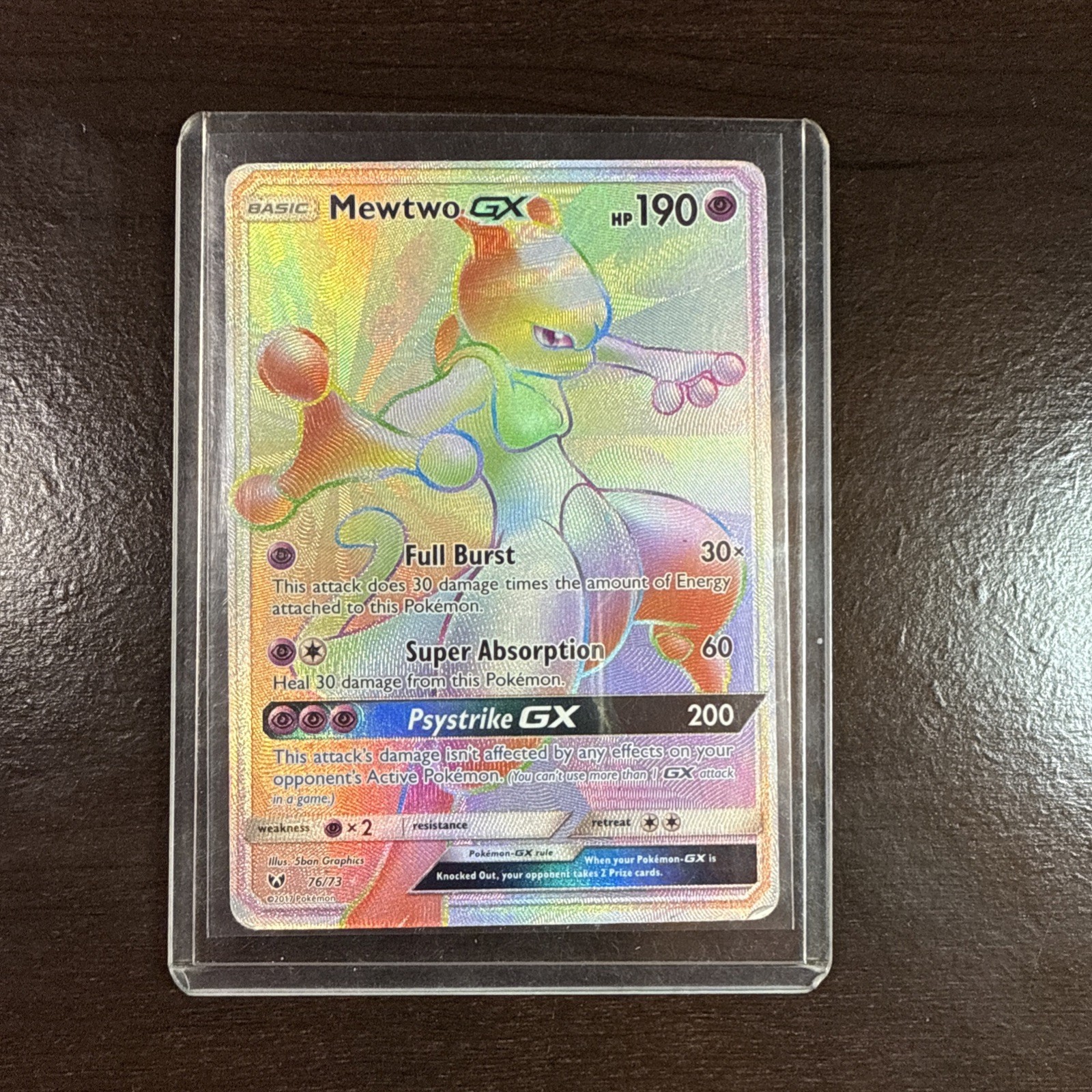 Pokemon Mewtwo GX Full Art 76/73 Shining Legends Rainbow Secret Rare