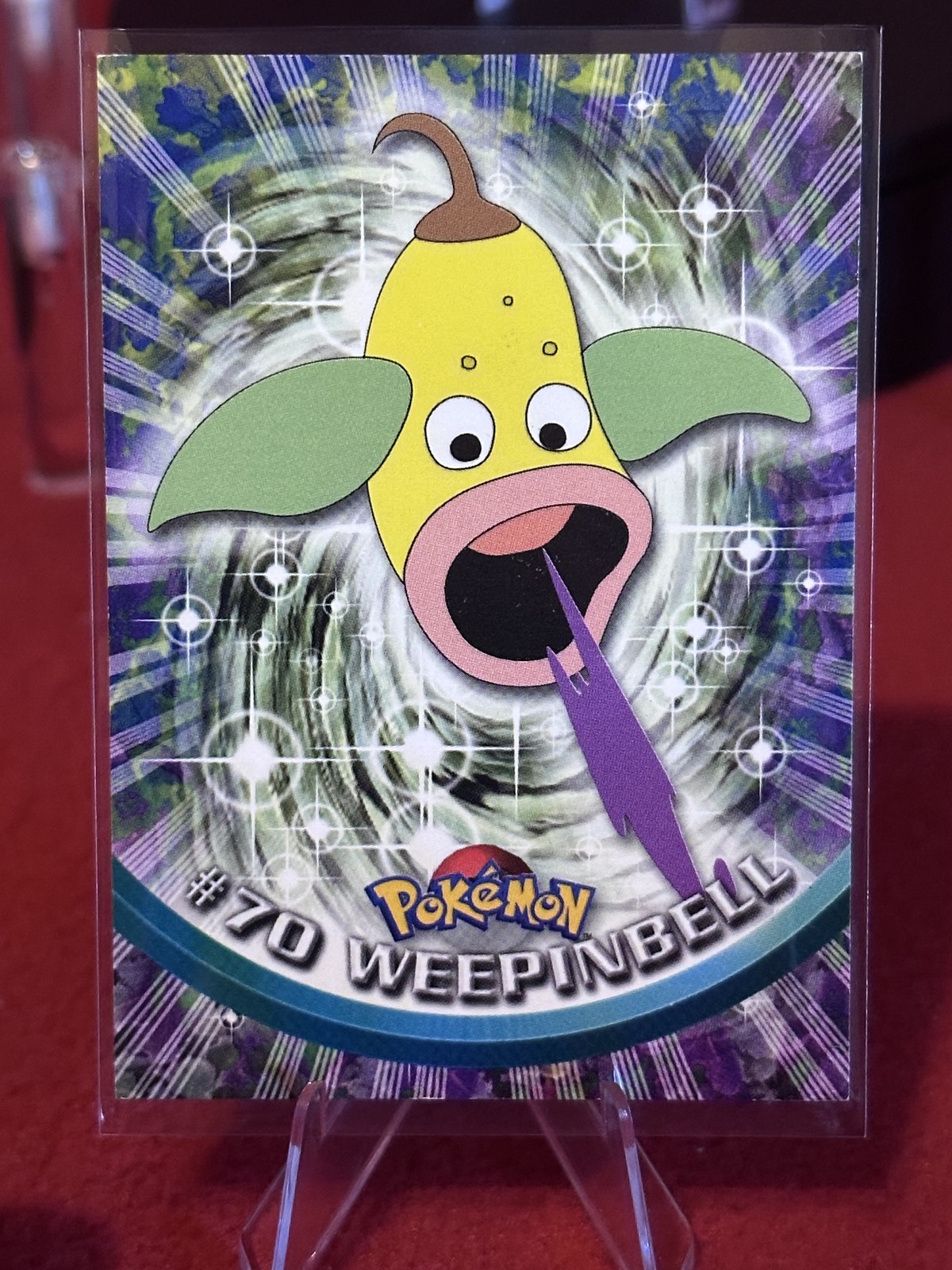 1999 Topps Pokemon TV Animation Edition Series 1 #70 Weepinbell Green Topps Logo