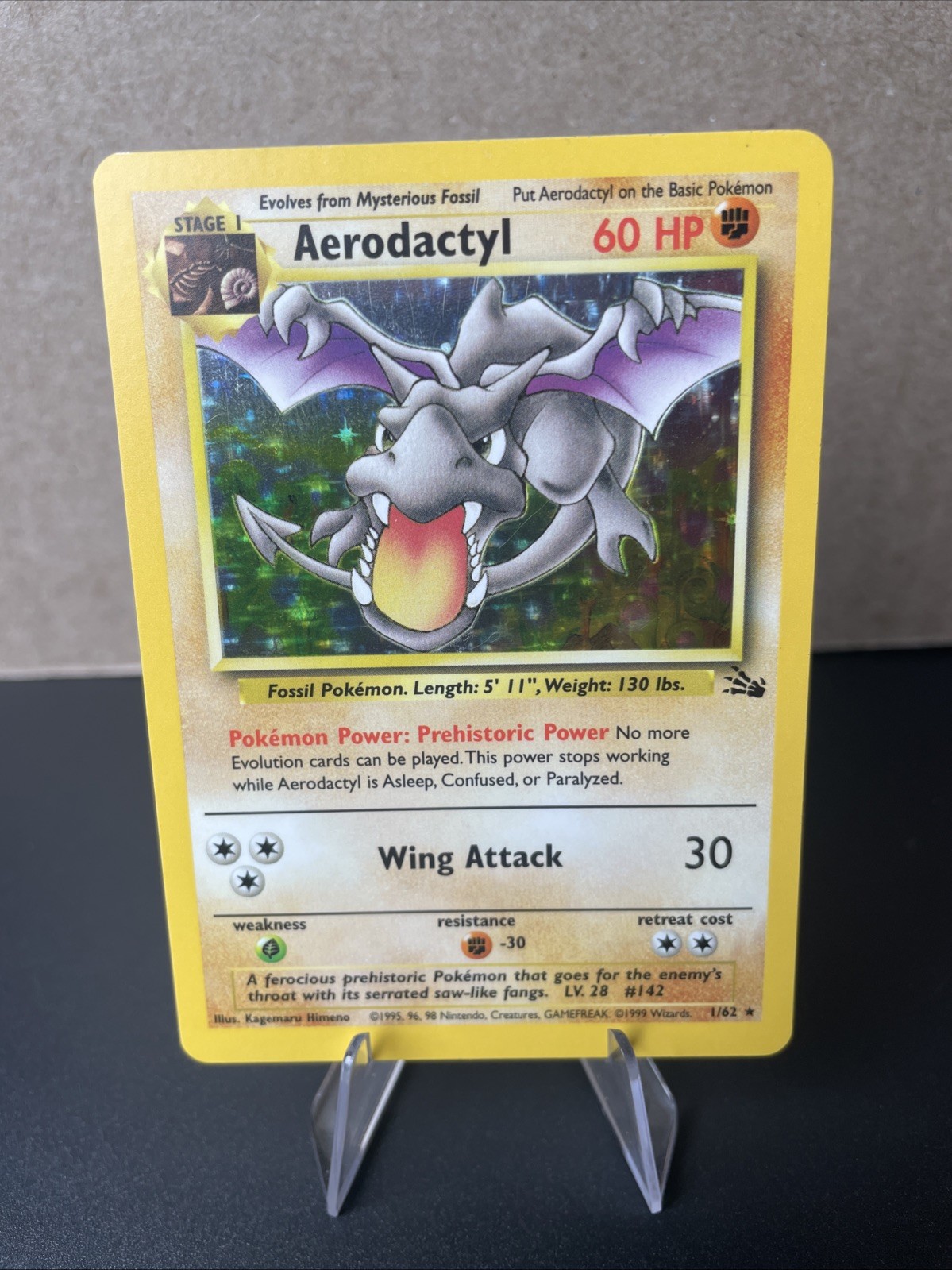 Aerodactyl 1/62 Fossil Holo Rare Pokémon Card Wizards 1999 LP/MP